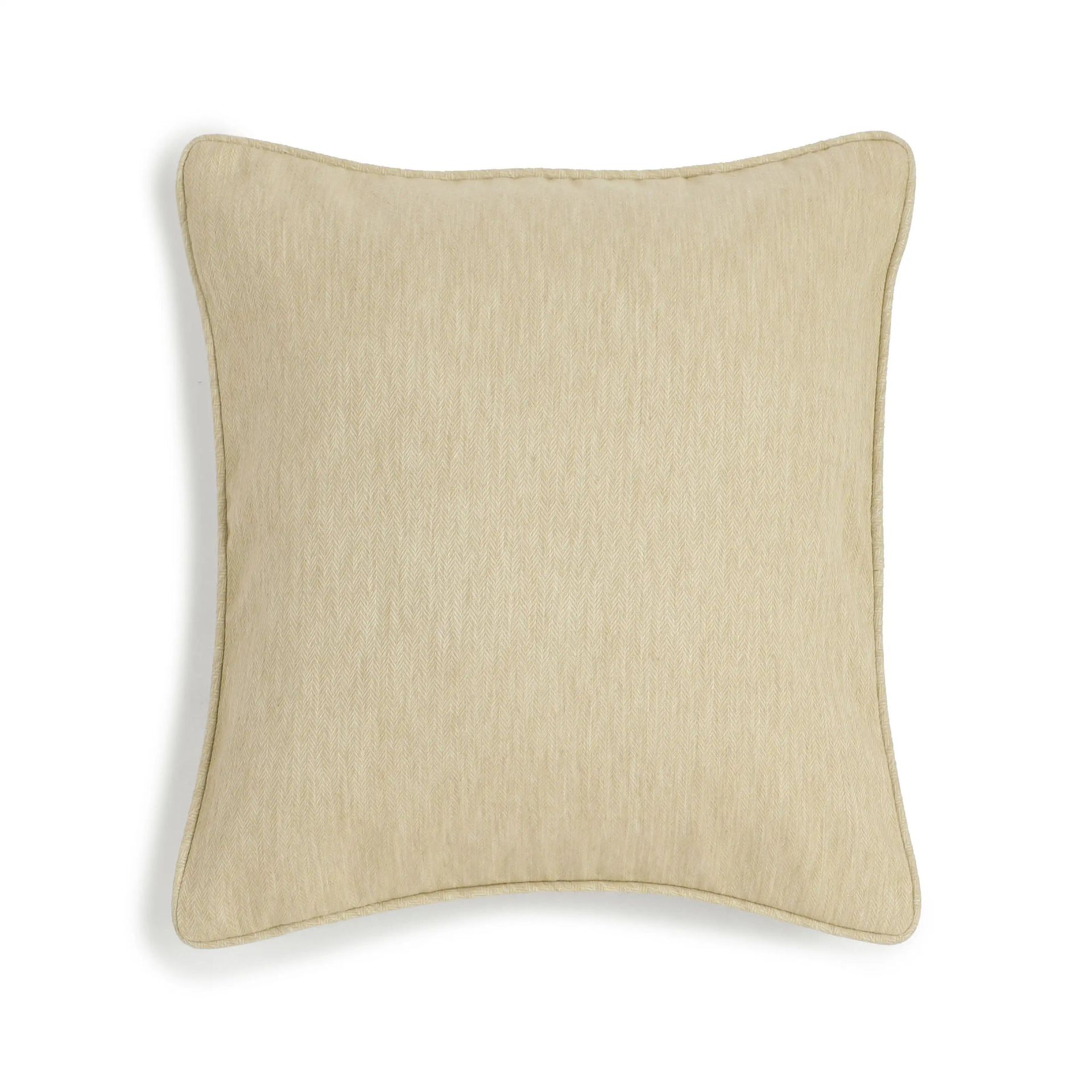 Solid Dyed Polyester Blend Almond Whisper Cushion Cover | Vissencia