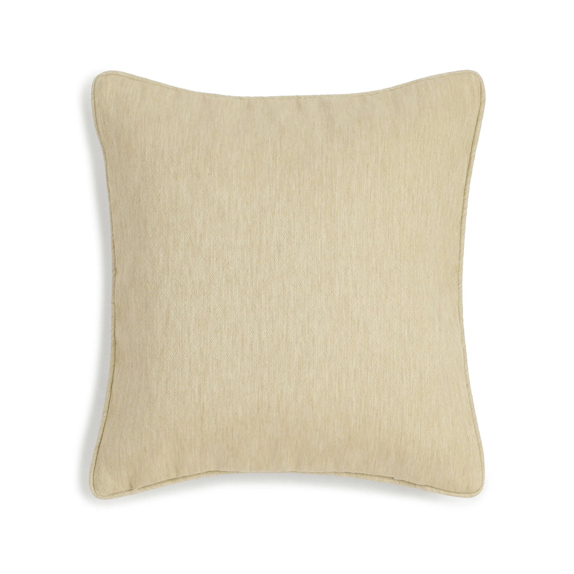 Solid Dyed Polyester Blend Almond Whisper Cushion Cover | Vissencia