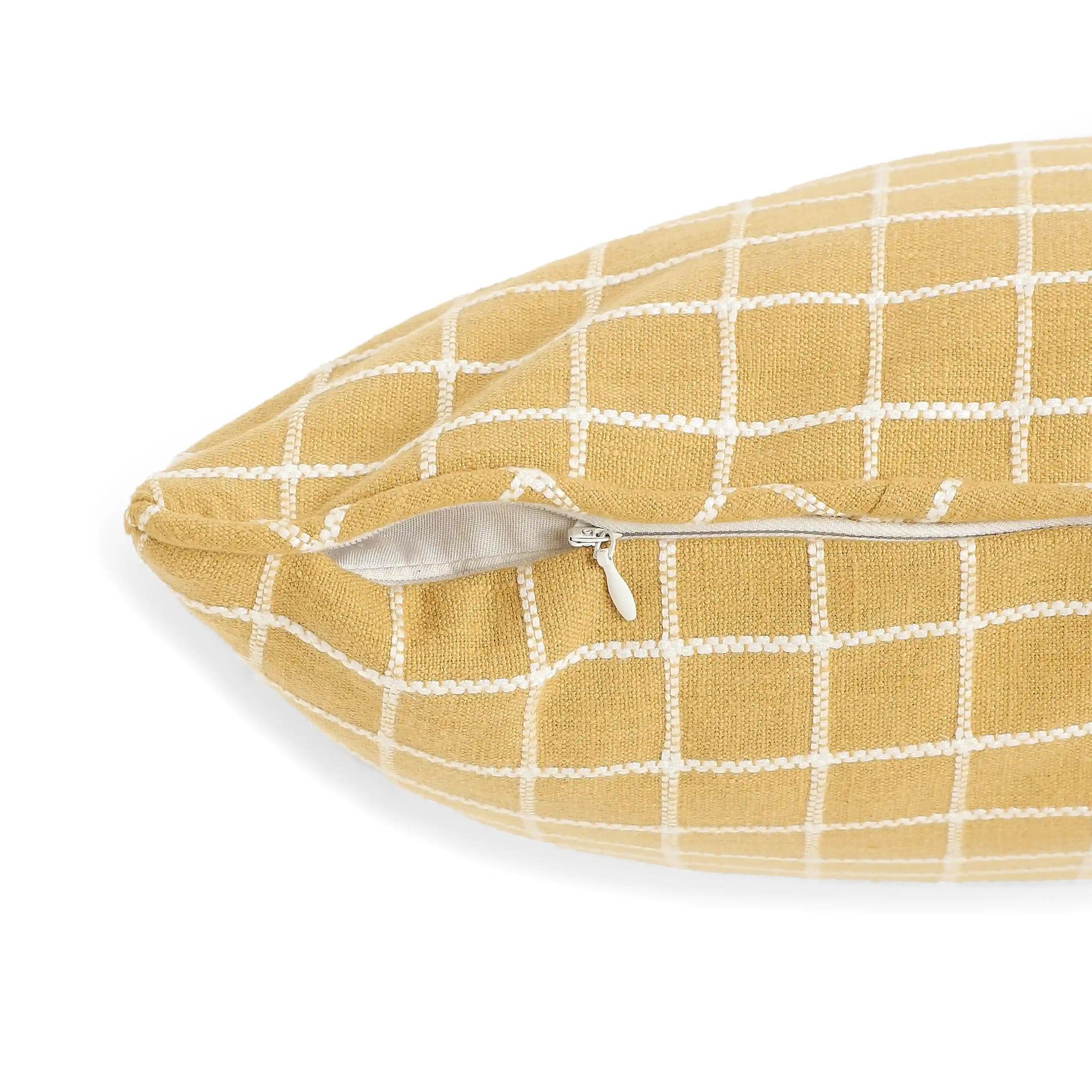 Geometric Polyester Cotton Blend Warm Amber Cushion Cover | Vissencia