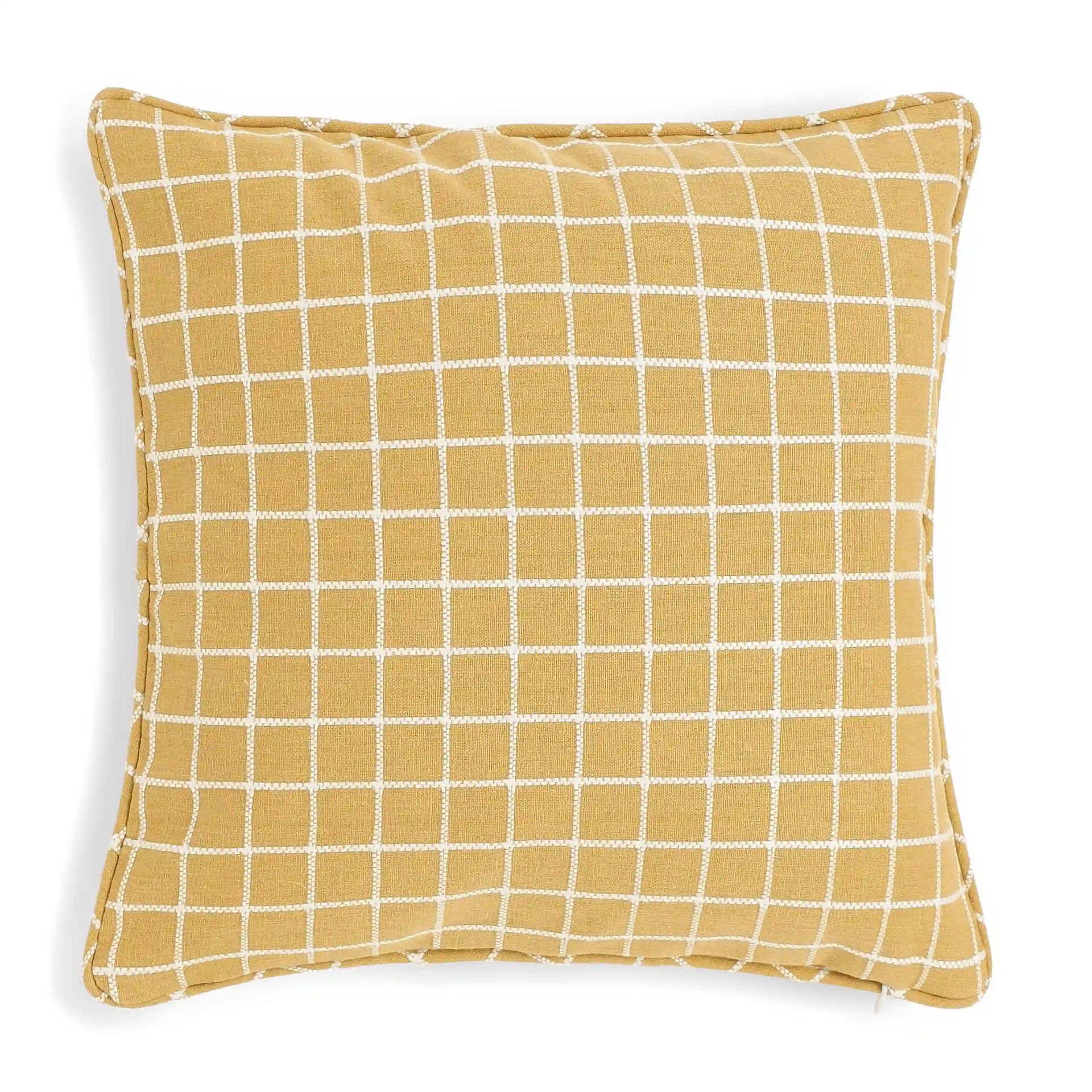 Geometric Polyester Cotton Blend Warm Amber Cushion Cover | Vissencia