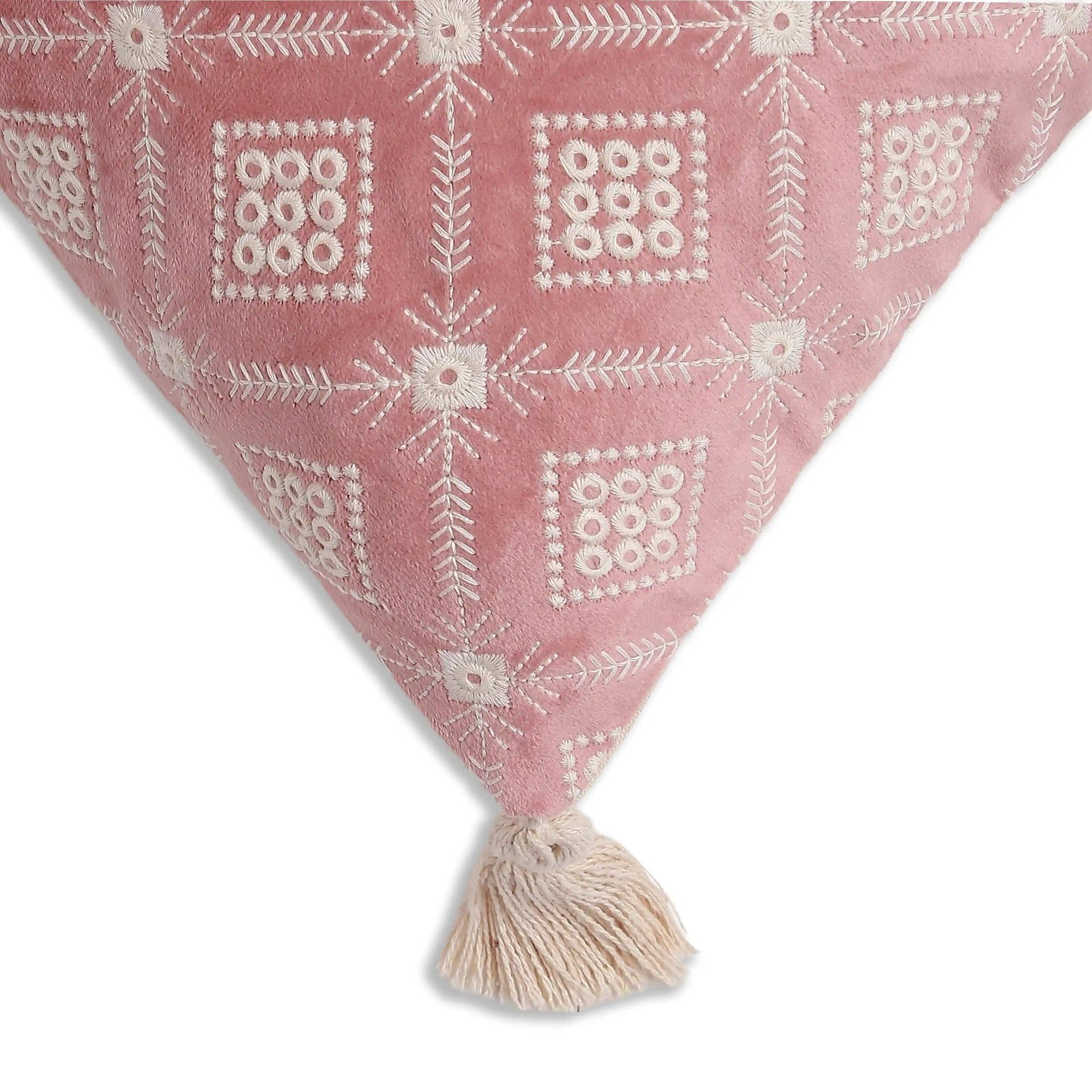 Indian Heritage Velvet Pink Cushion Cover | Vissencia