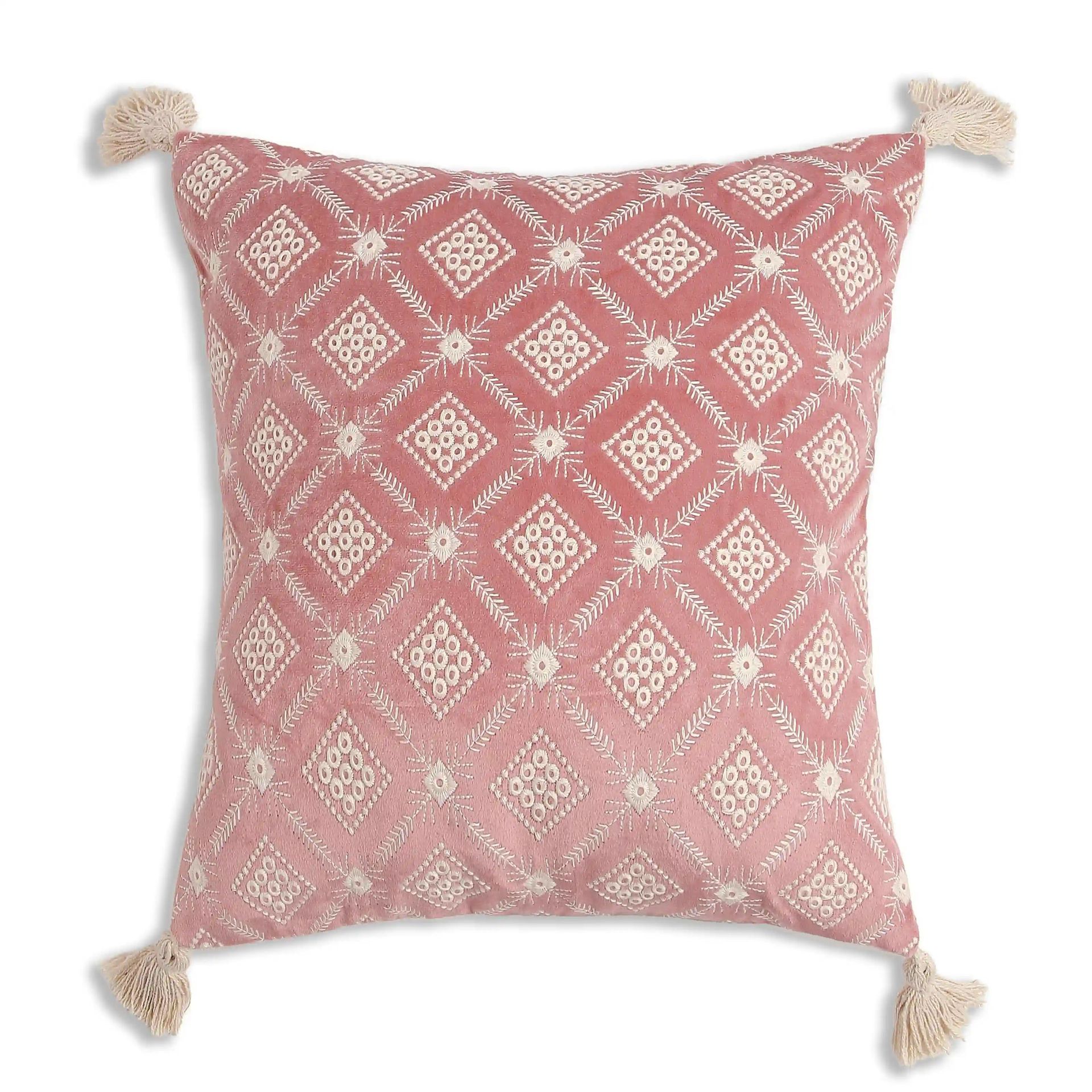 Indian Heritage Velvet Pink Cushion Cover | Vissencia