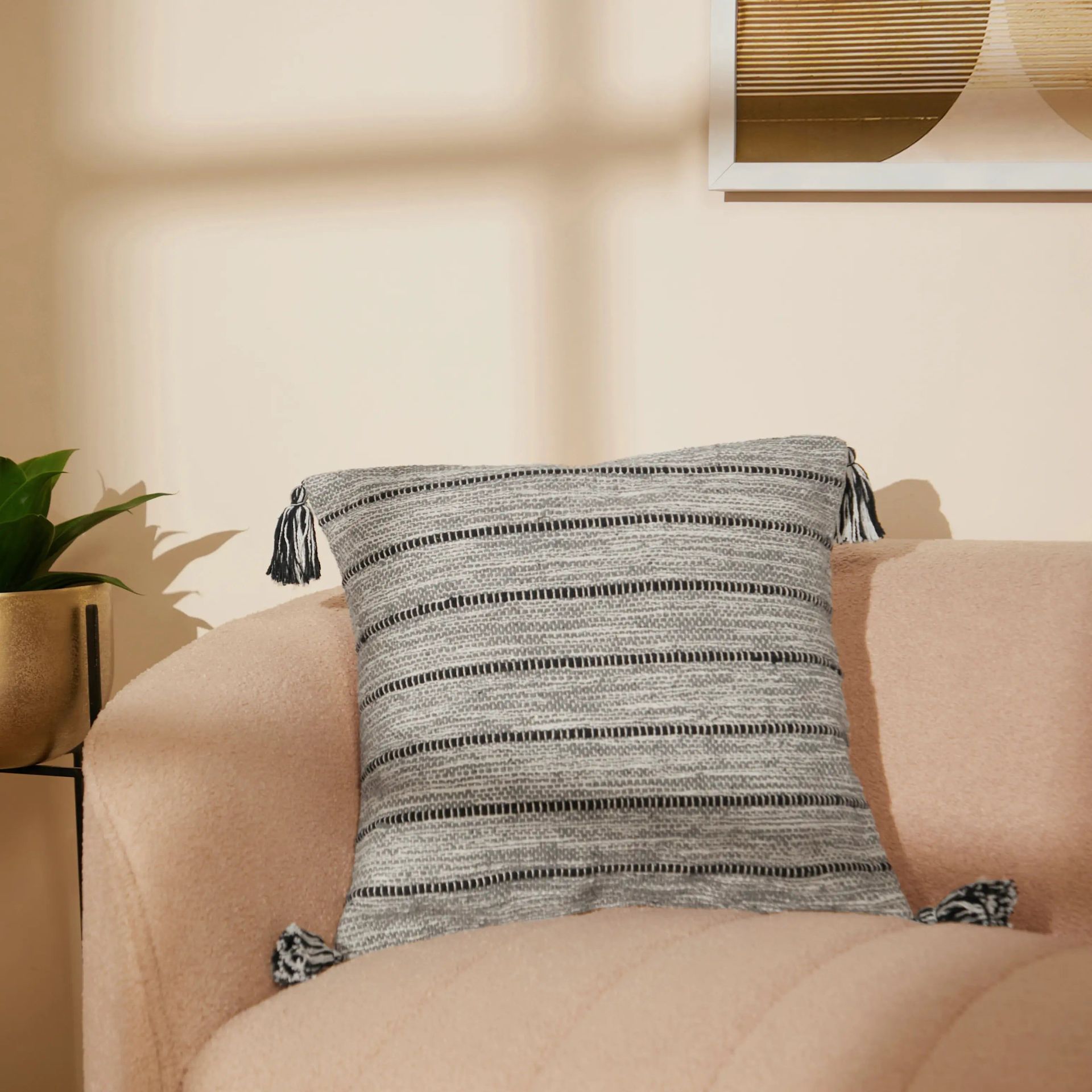 Geometric 100% Cotton Stormy Slate Cushion Cover | Vissencia