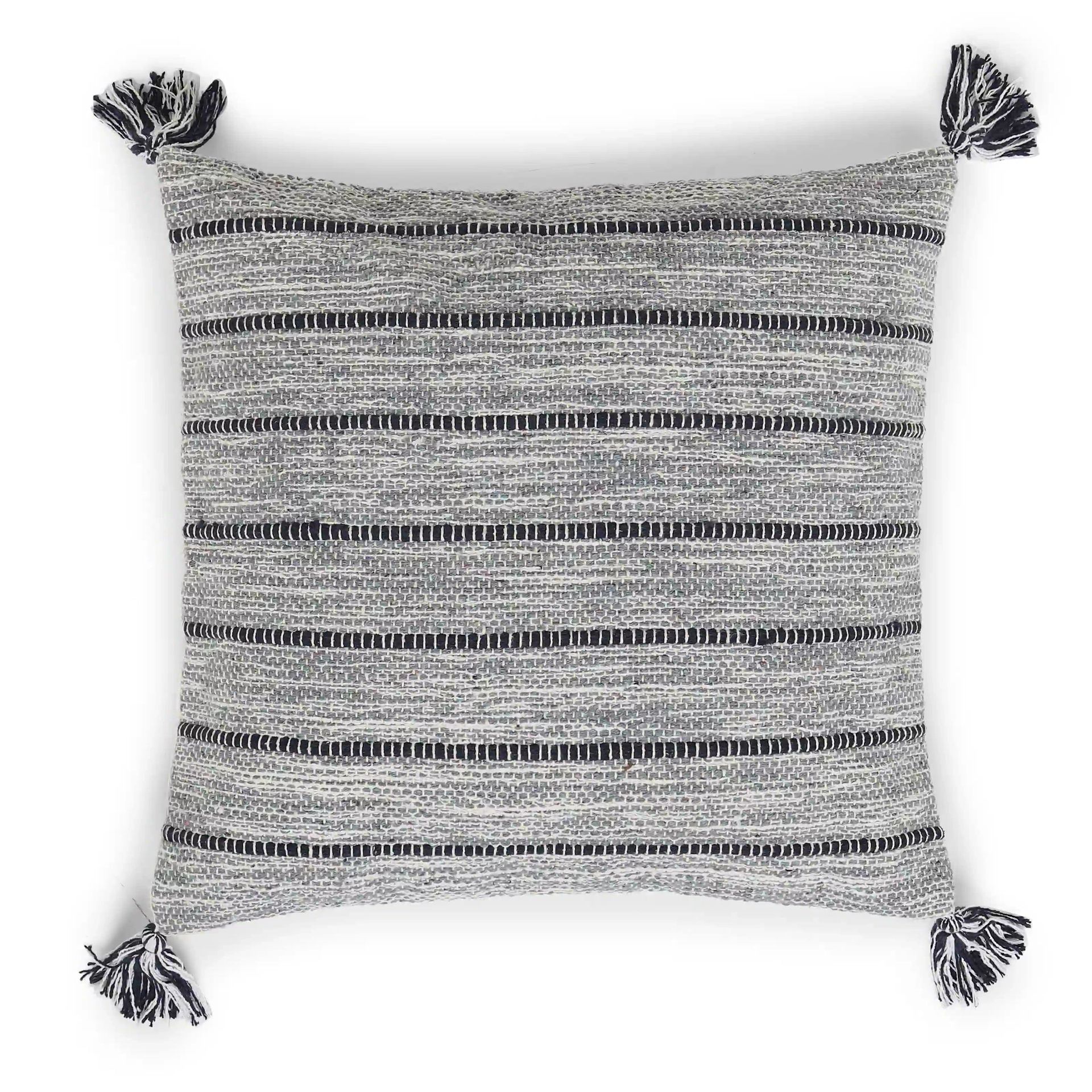 Geometric 100% Cotton Stormy Slate Cushion Cover | Vissencia