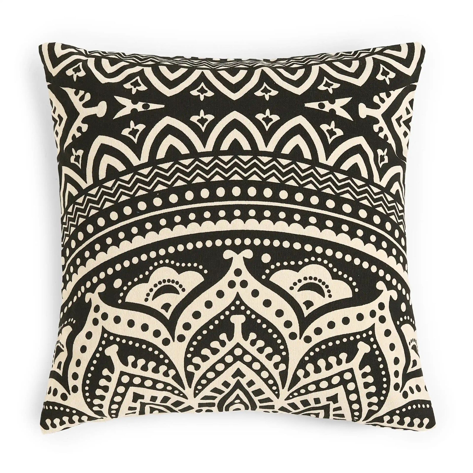 Ethnic 100% Cotton Charcoal Cushion Cover | Vissencia