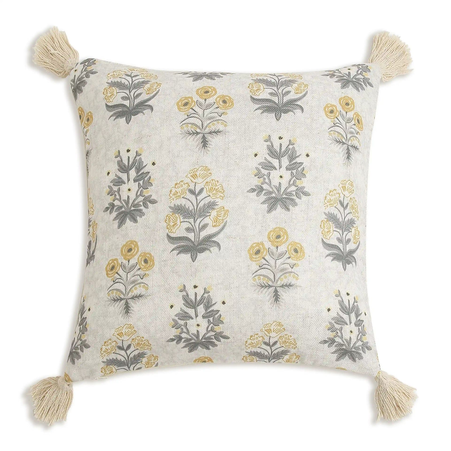 Indian Heritage Linen Blend Ivory Breeze Cushion Cover | Vissencia
