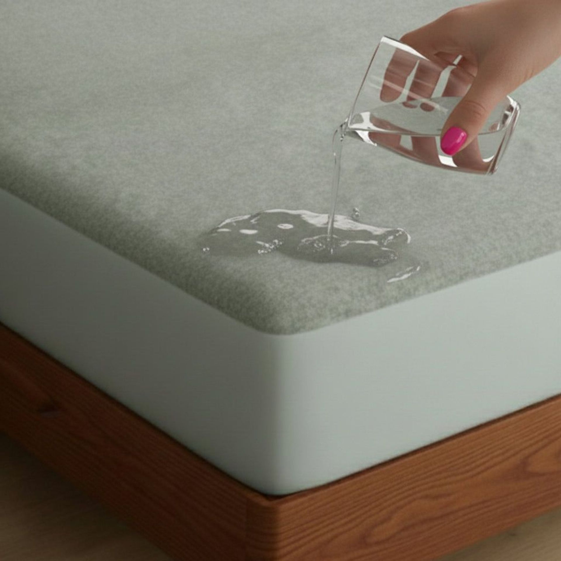 Solid Dyed TC Cotton Terry Grey Mattress Protector | Pure Canopy