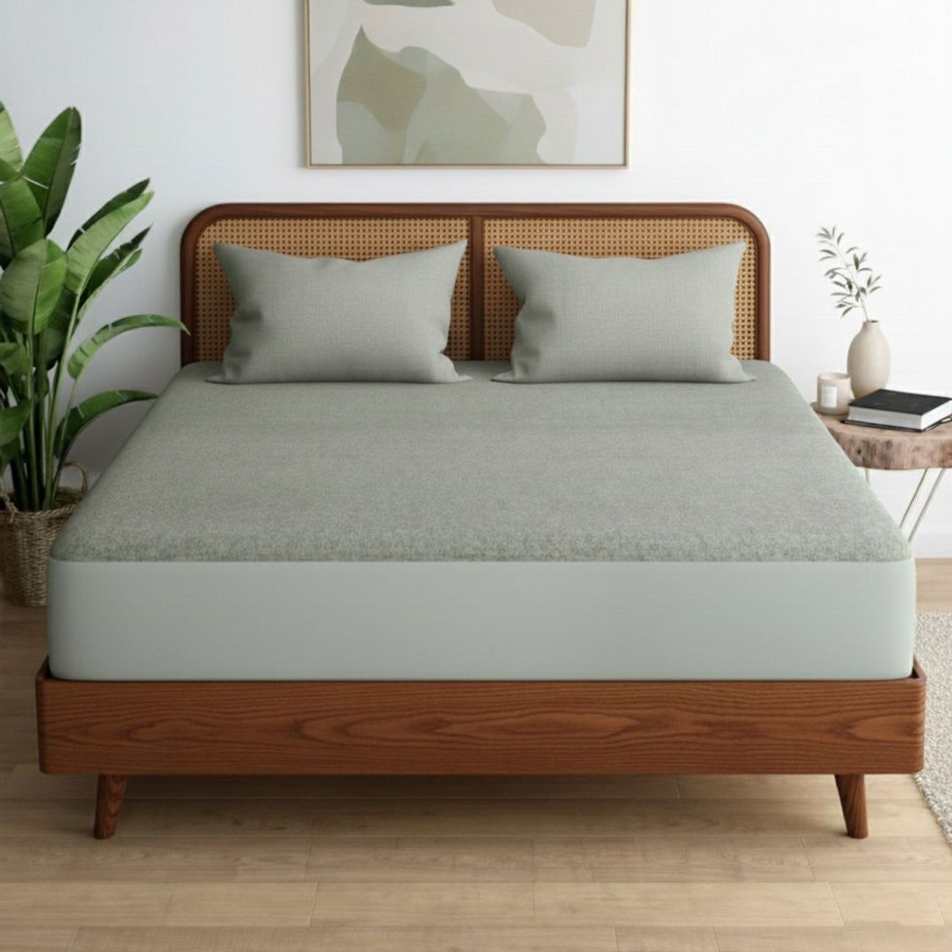 Solid Dyed TC Cotton Terry Grey Mattress Protector | Pure Canopy