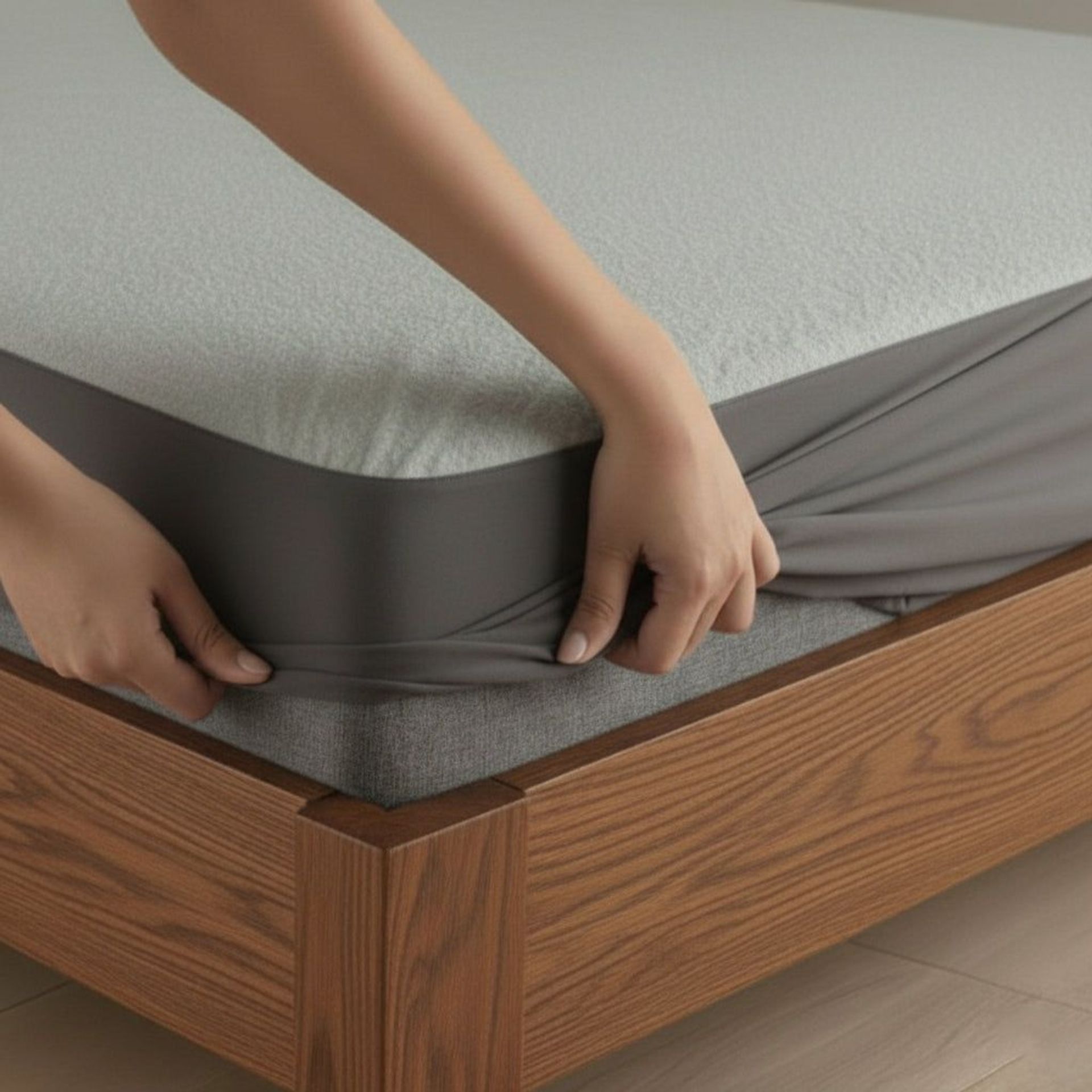 Solid Dyed TC Premium Soft Polyester Grey Mattress Protector | Cosy Canopy