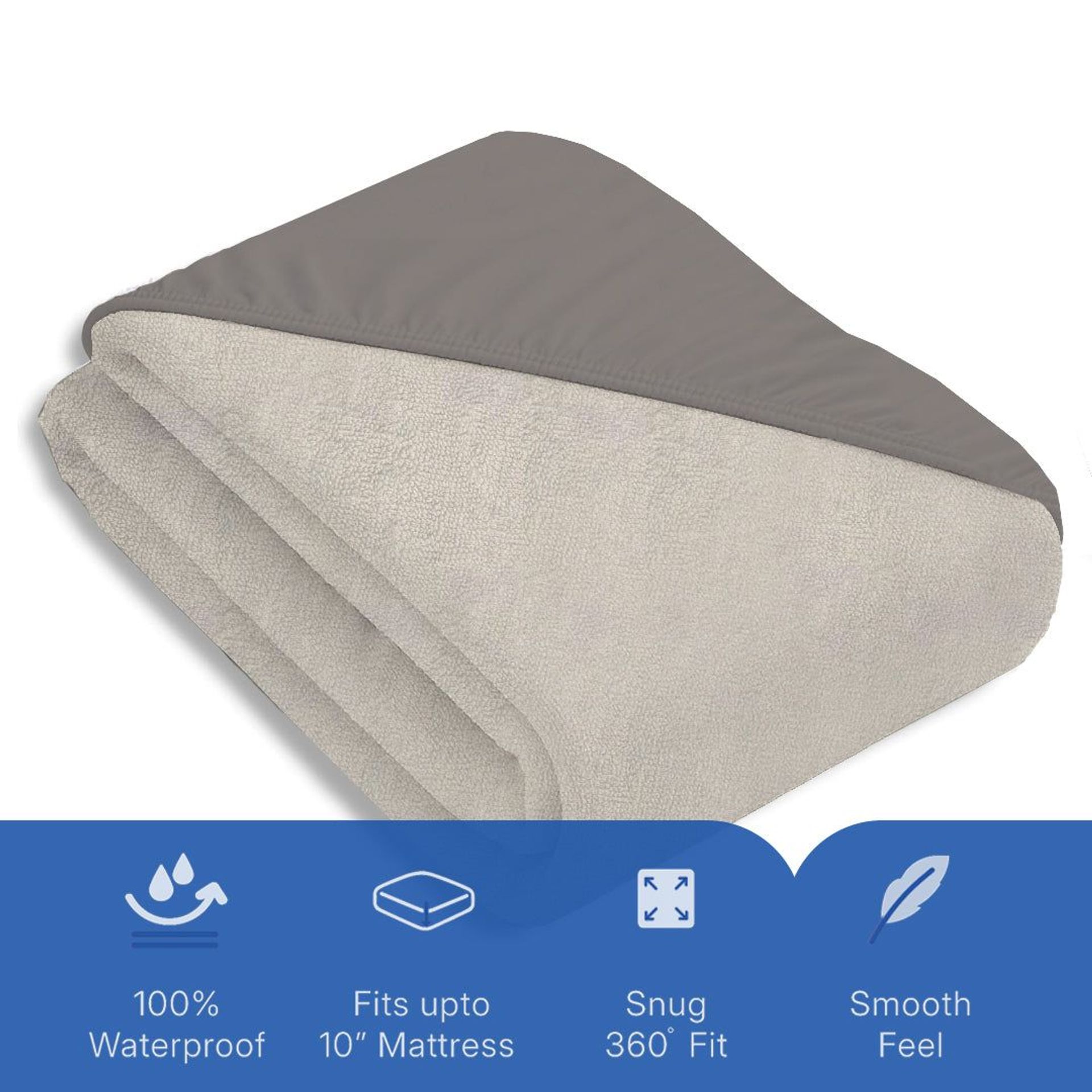 Solid Dyed TC Premium Soft Polyester Grey Mattress Protector | Cosy Canopy