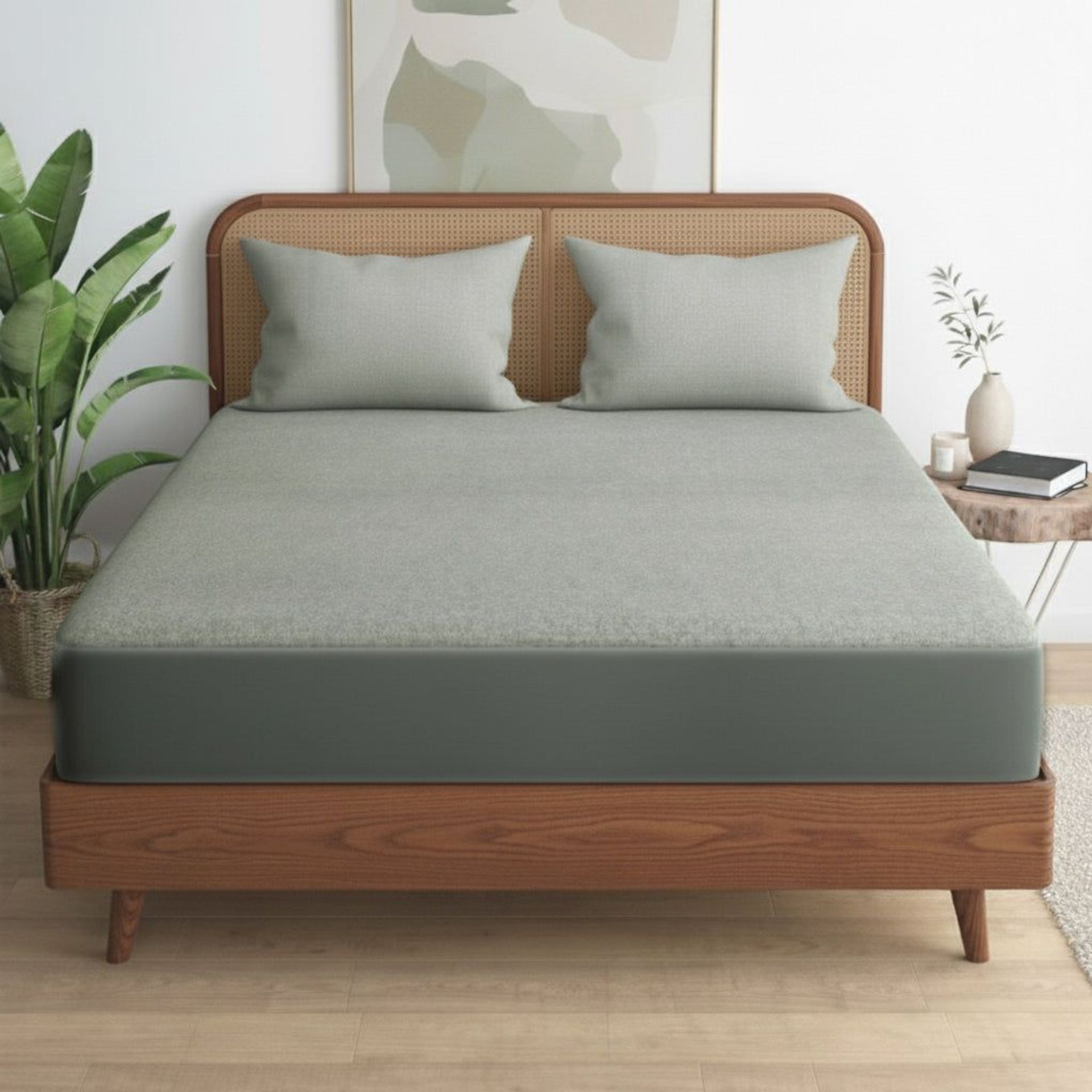 Solid Dyed TC Premium Soft Polyester Grey Mattress Protector | Cosy Canopy