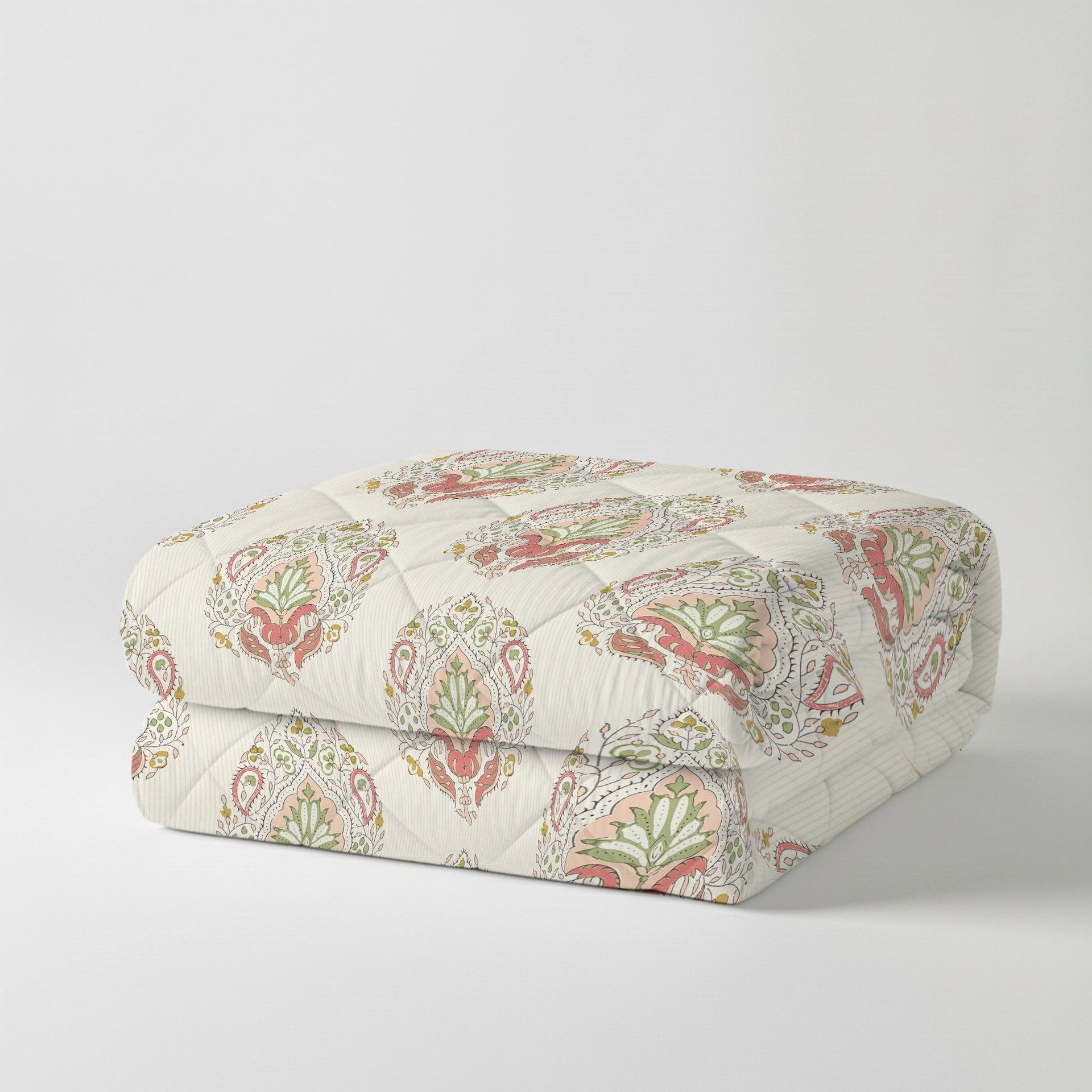 Indian Heritage 300 GSM 100% Cotton Soft Coral King Comforter | Udyan Tales