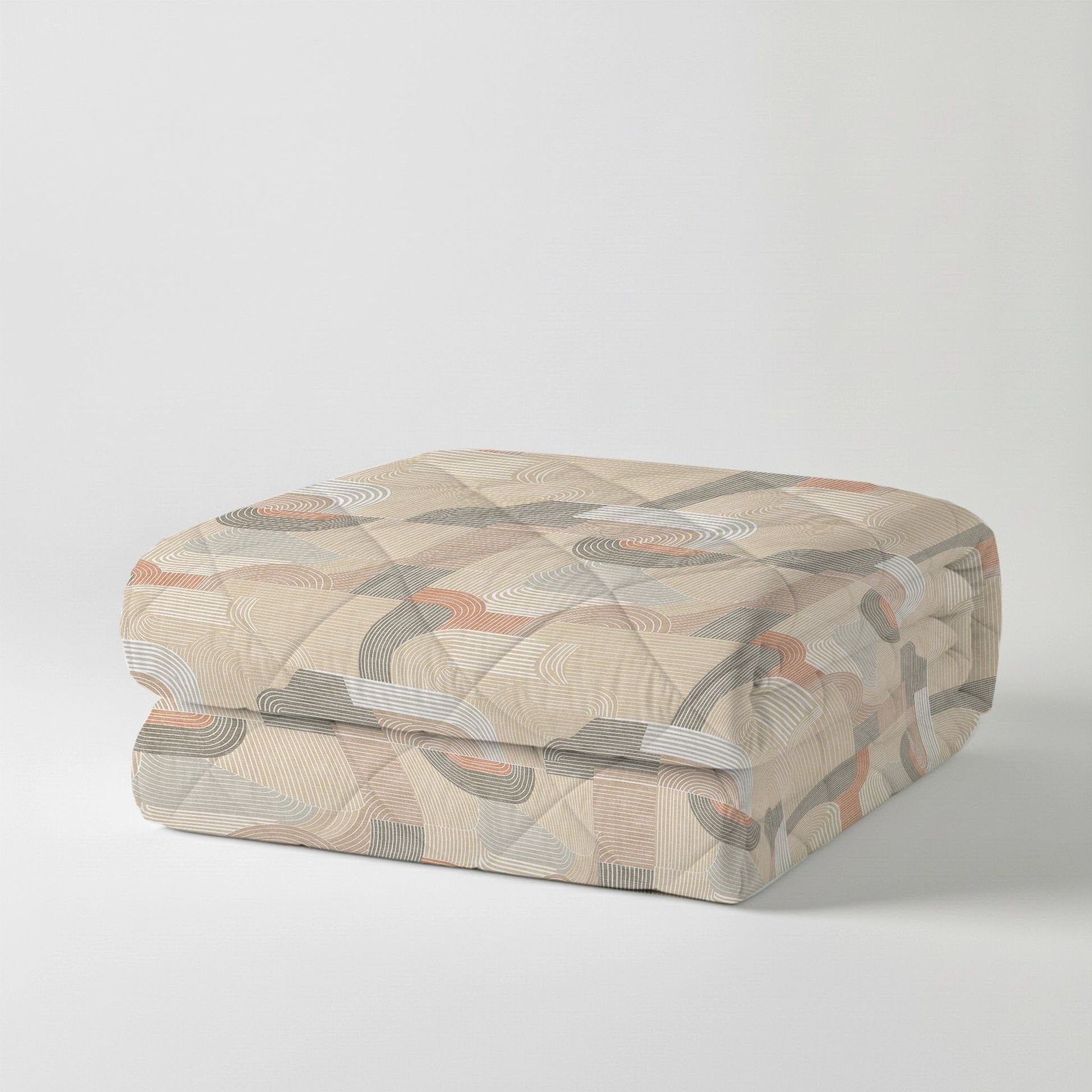 Geometric 300 GSM 100% Cotton Neutral Beige King Comforter | Udyan Tales