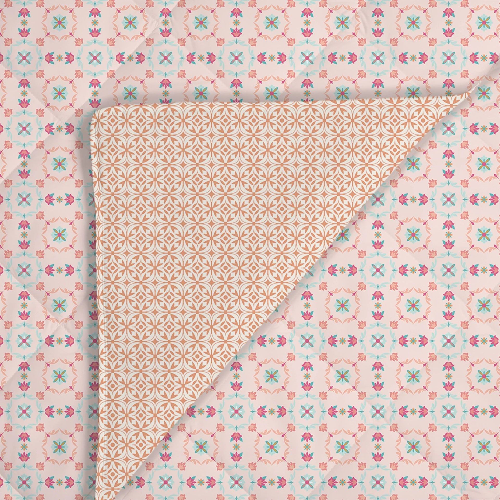 Floral 300 GSM 100% Cotton Blush Pink Double Comforter | Aangan Weaves