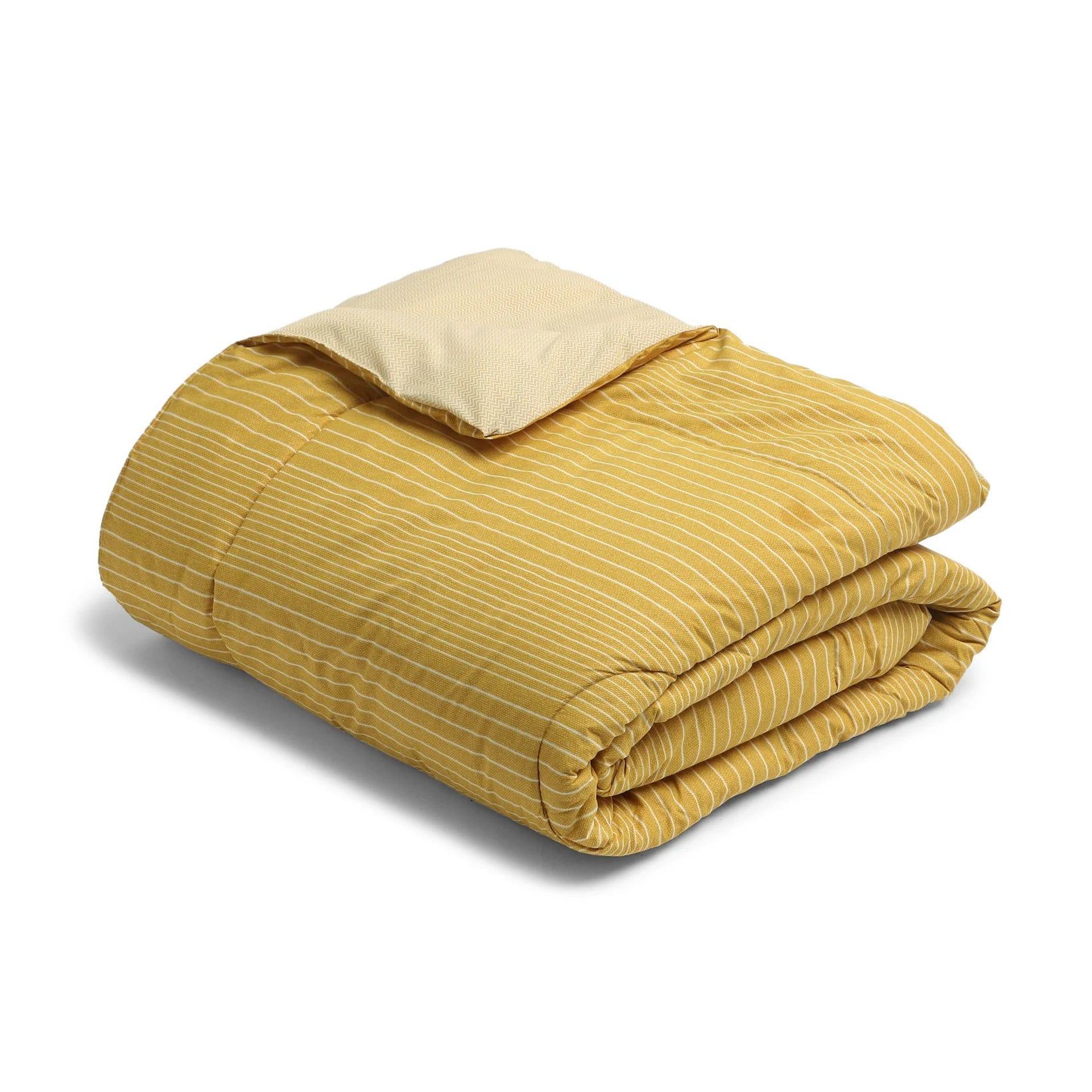 Geometric 120 GSM 100% Cotton Mustard Double Comforter | Threadscapes