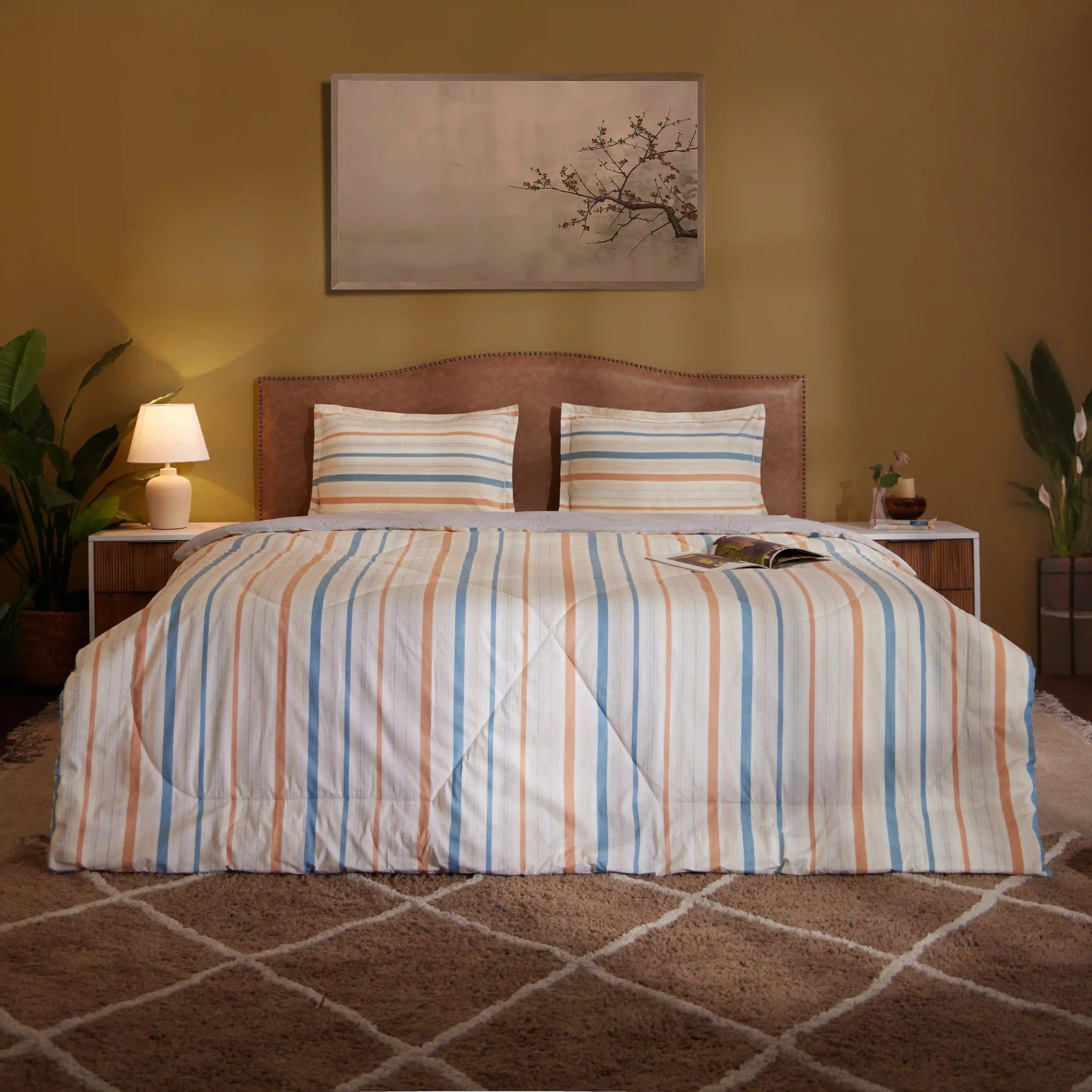 Geometric 120 GSM 100% Cotton Multicolour Double Comforter | Threadscapes