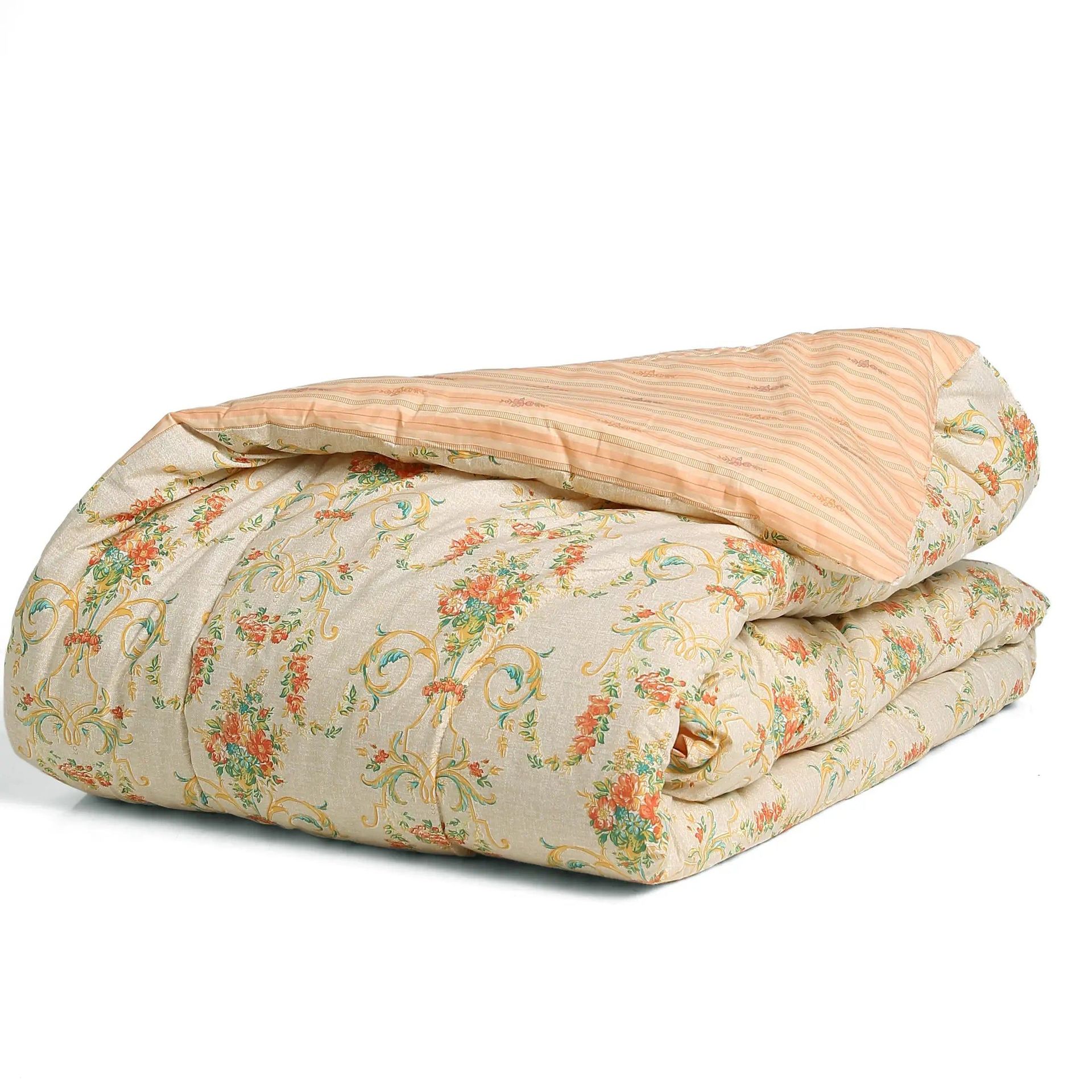 Floral 120 GSM 100% Cotton Multicolour Double Comforter | Bloomshire Luxe