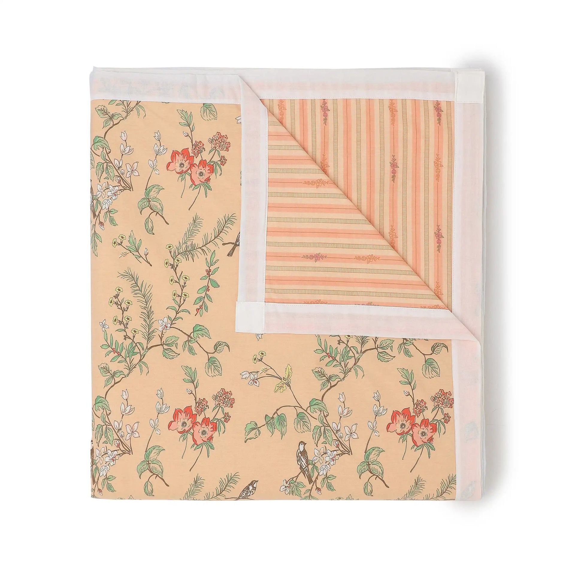 Floral 200 GSM 100% Cotton Peach Single Dohar | Bloomshire Luxe