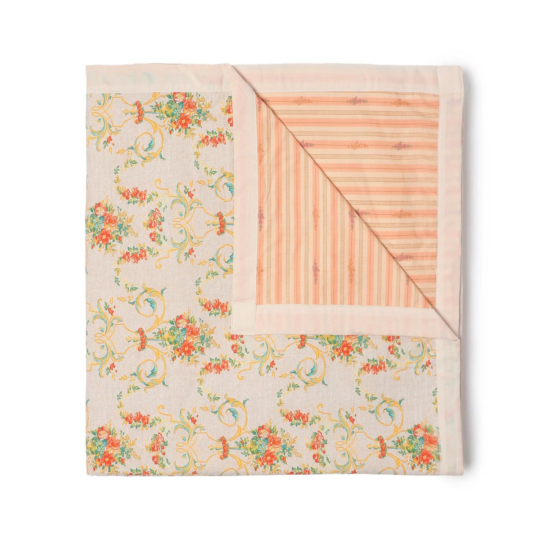 Floral 200 GSM 100% Cotton Multicolour Single Dohar | Bloomshire Luxe