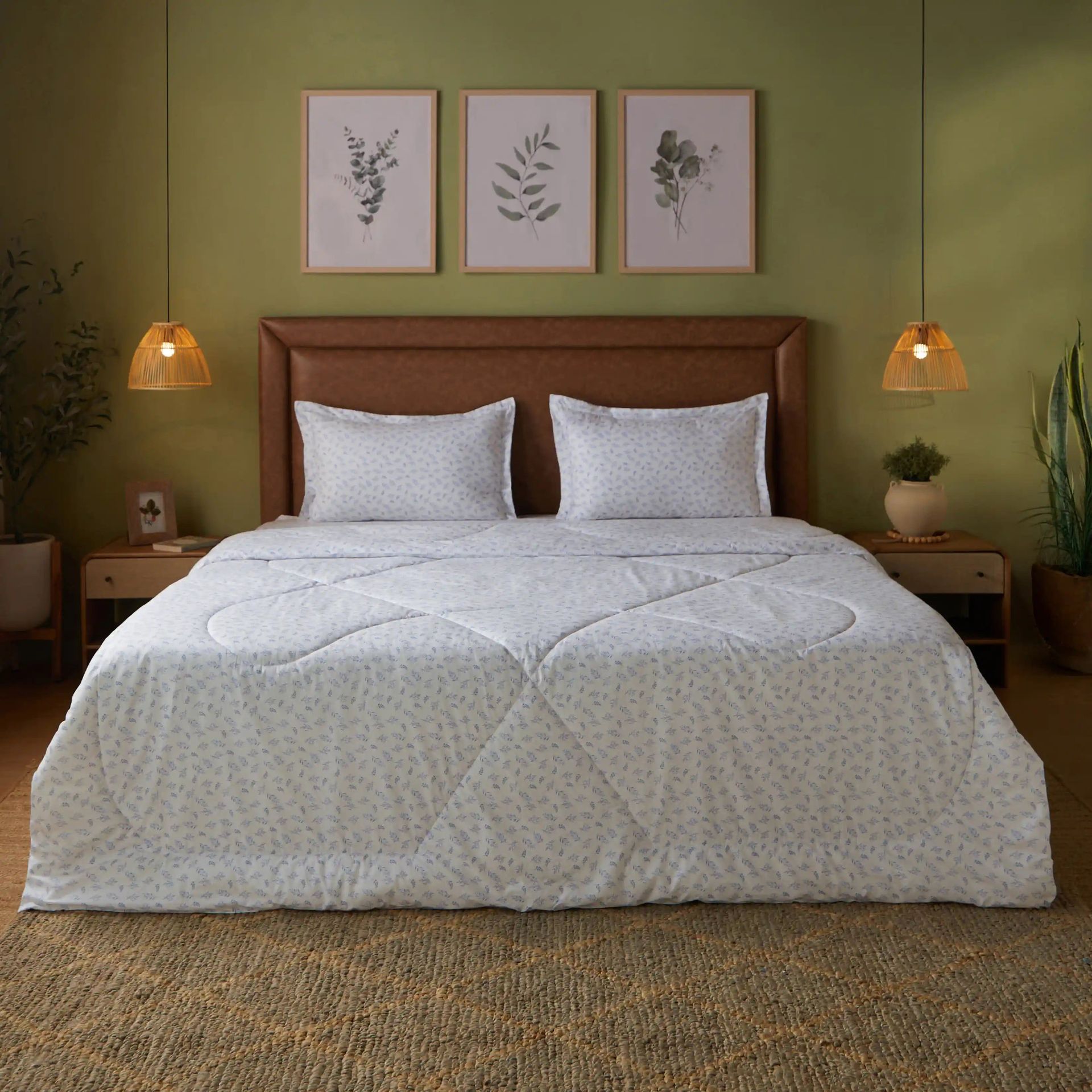 Floral 240 GSM 100% Cotton Purple Double Comforter | Bloomshire Classic