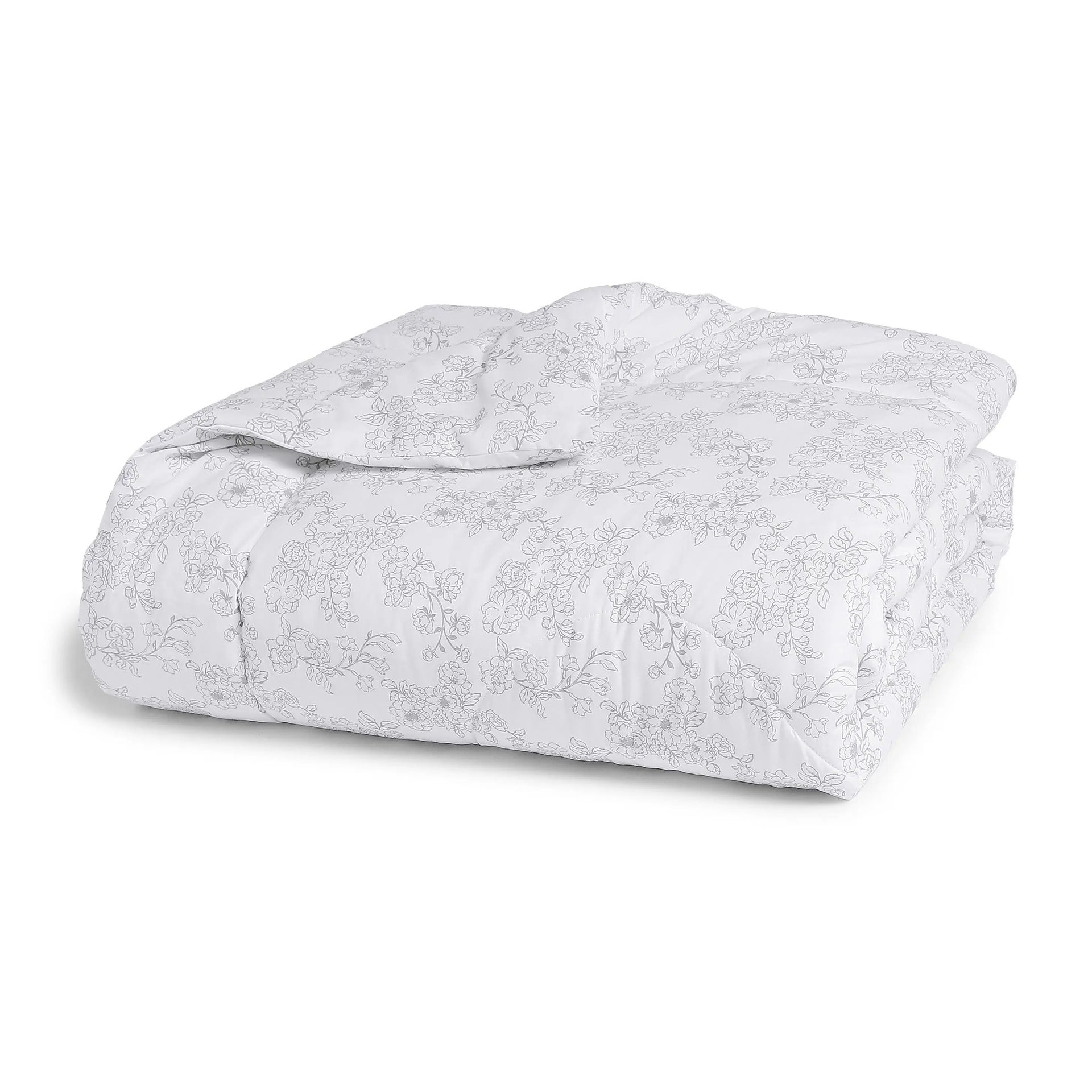 Floral 240 GSM 100% Cotton Grey Double Comforter | Bloomshire Classic