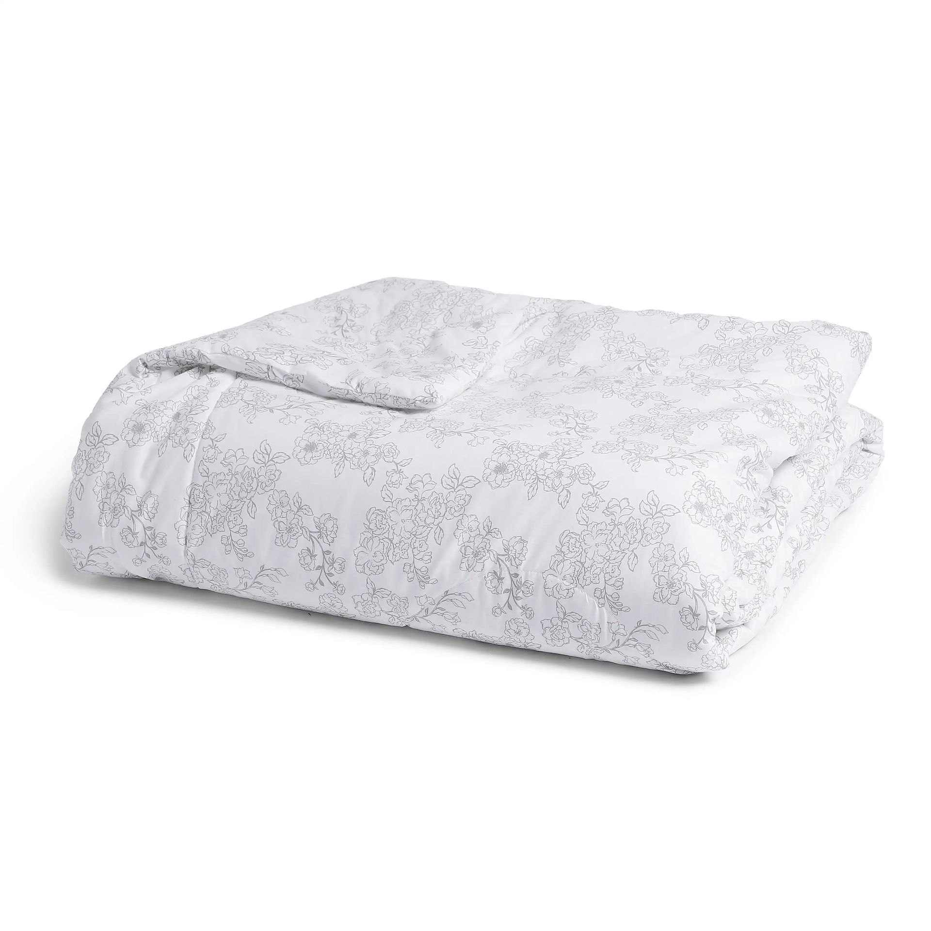 Floral 120 GSM 100% Cotton Grey Double Comforter | Bloomshire Classic
