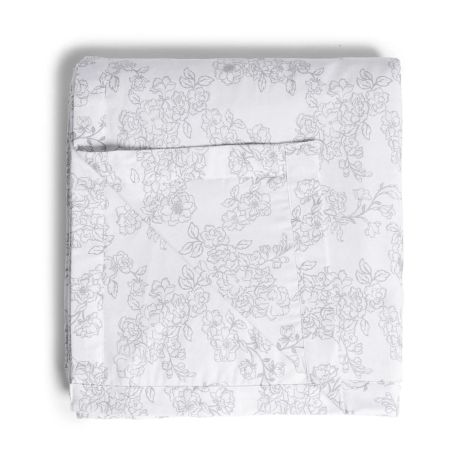 Floral 144 TC 100% Cotton Grey Single Dohar | Bloomshire Classic