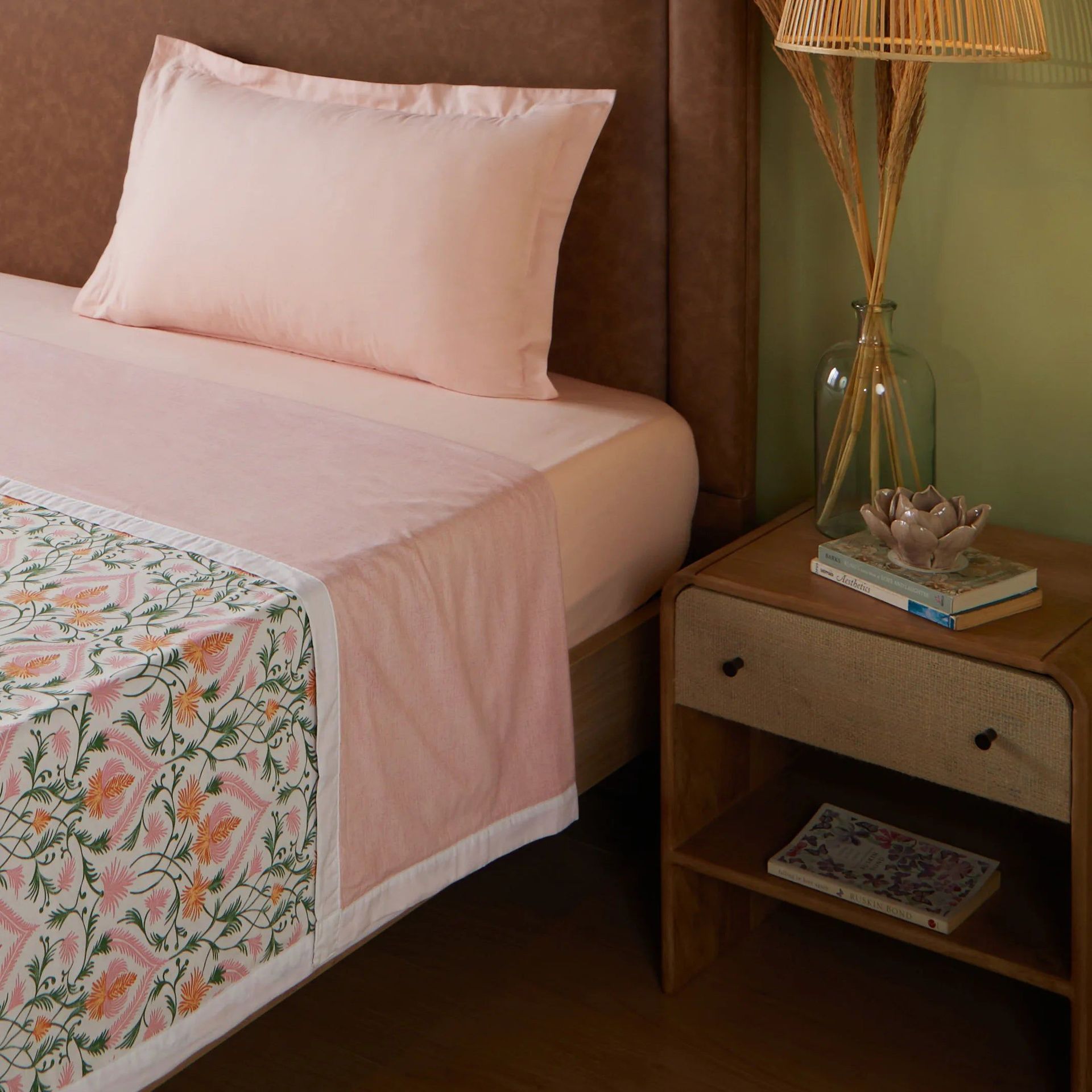 Ethnic 144 TC 100% Cotton Salmon Single Dohar | Bloomshire Classic