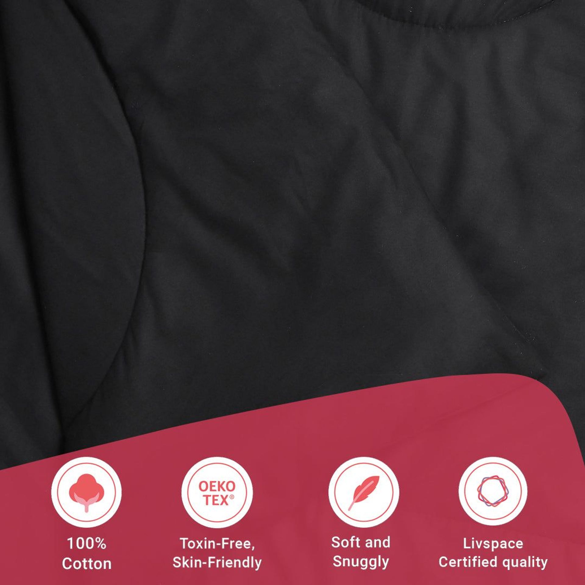 Solid Dyed 240 GSM Cotton Black Double Comforter | Paleto
