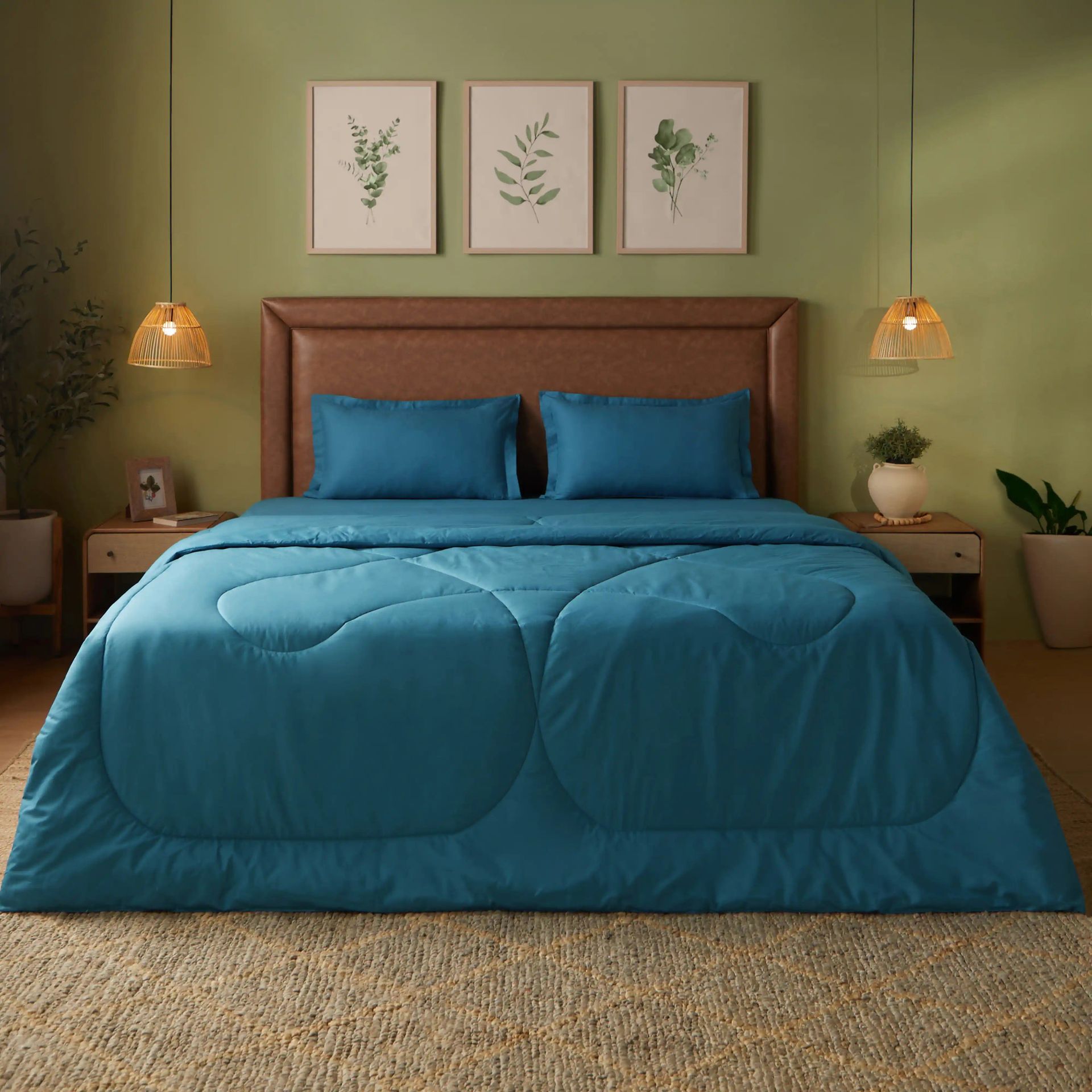Solid Dyed 240 GSM Cotton Mineral Double Comforter | Paleto