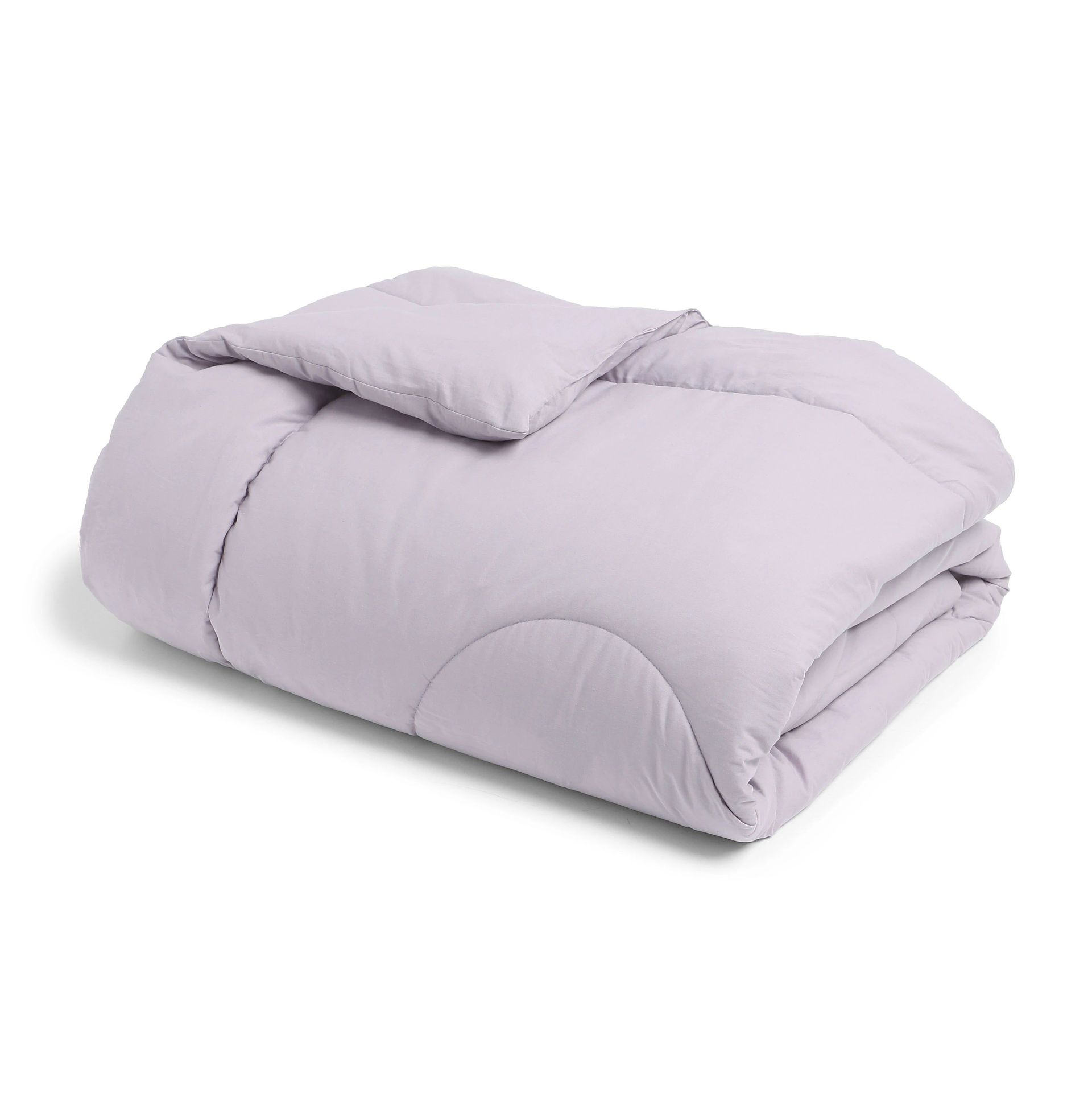 Solid Dyed 240 GSM Cotton Grey Lavender Double Comforter | Paleto