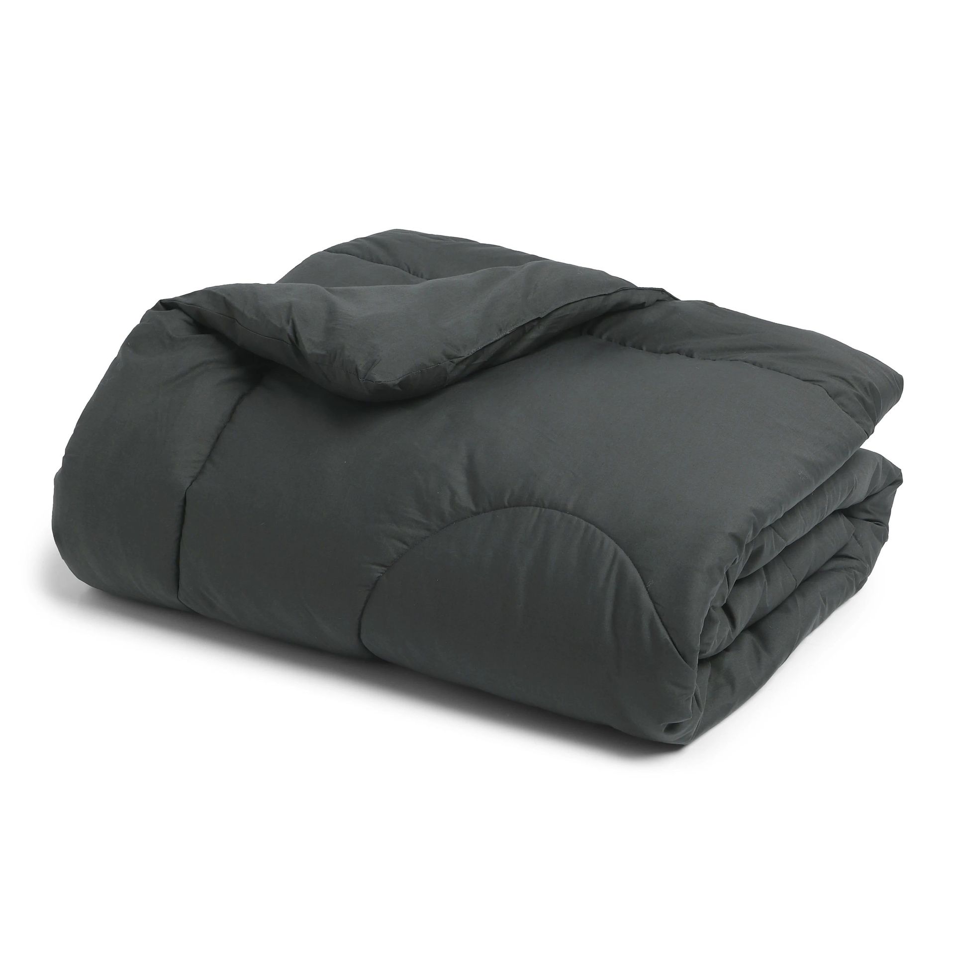 Solid Dyed 240 GSM Cotton Dark Grey Double Comforter | Paleto