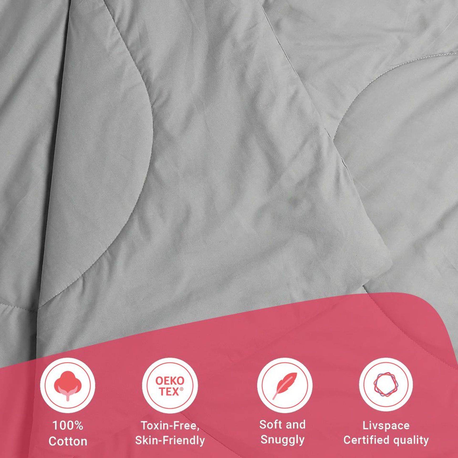 Solid Dyed 240 GSM Cotton Grey Double Comforter | Paleto