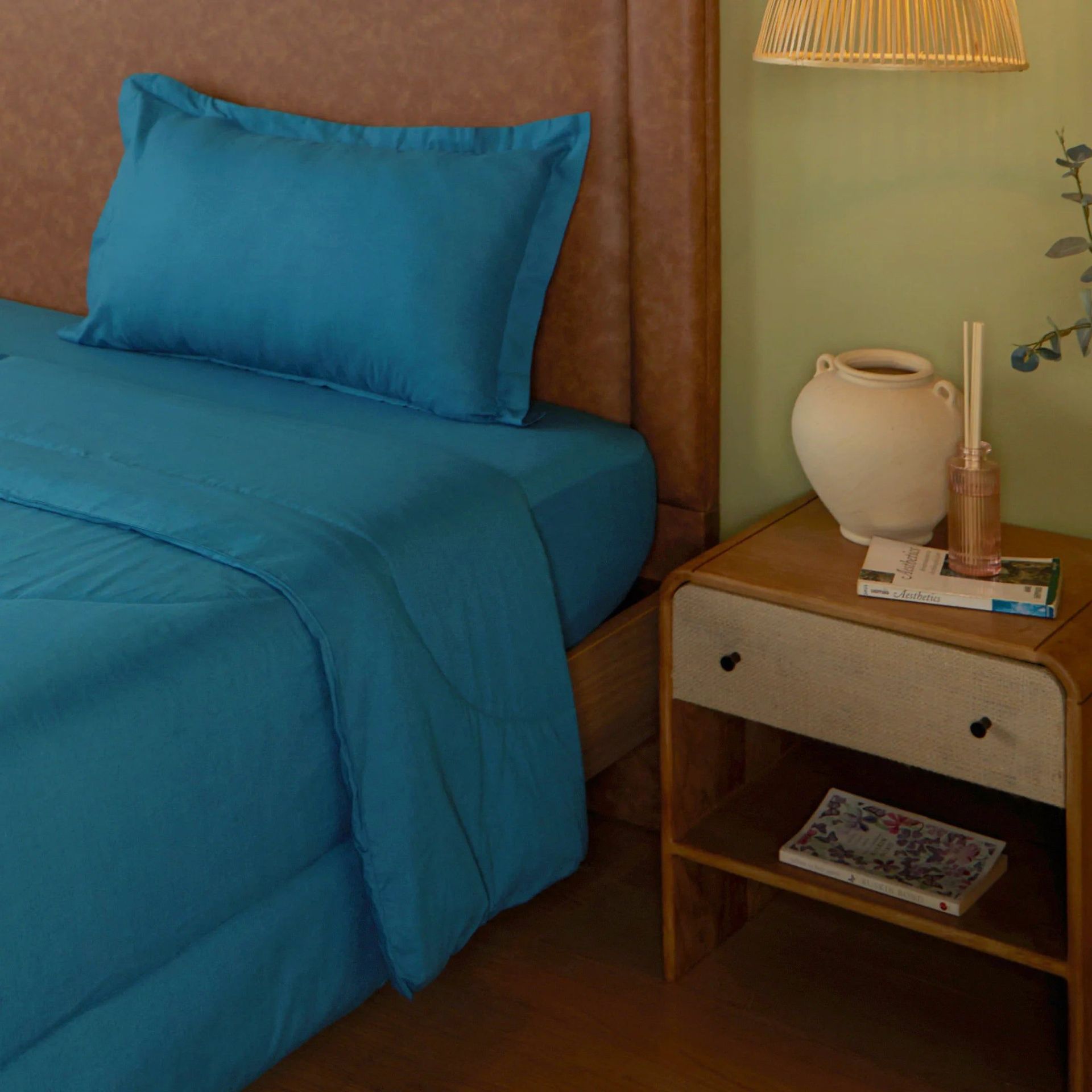 Solid Dyed 120 GSM Cotton Mineral Single Comforter | Paleto