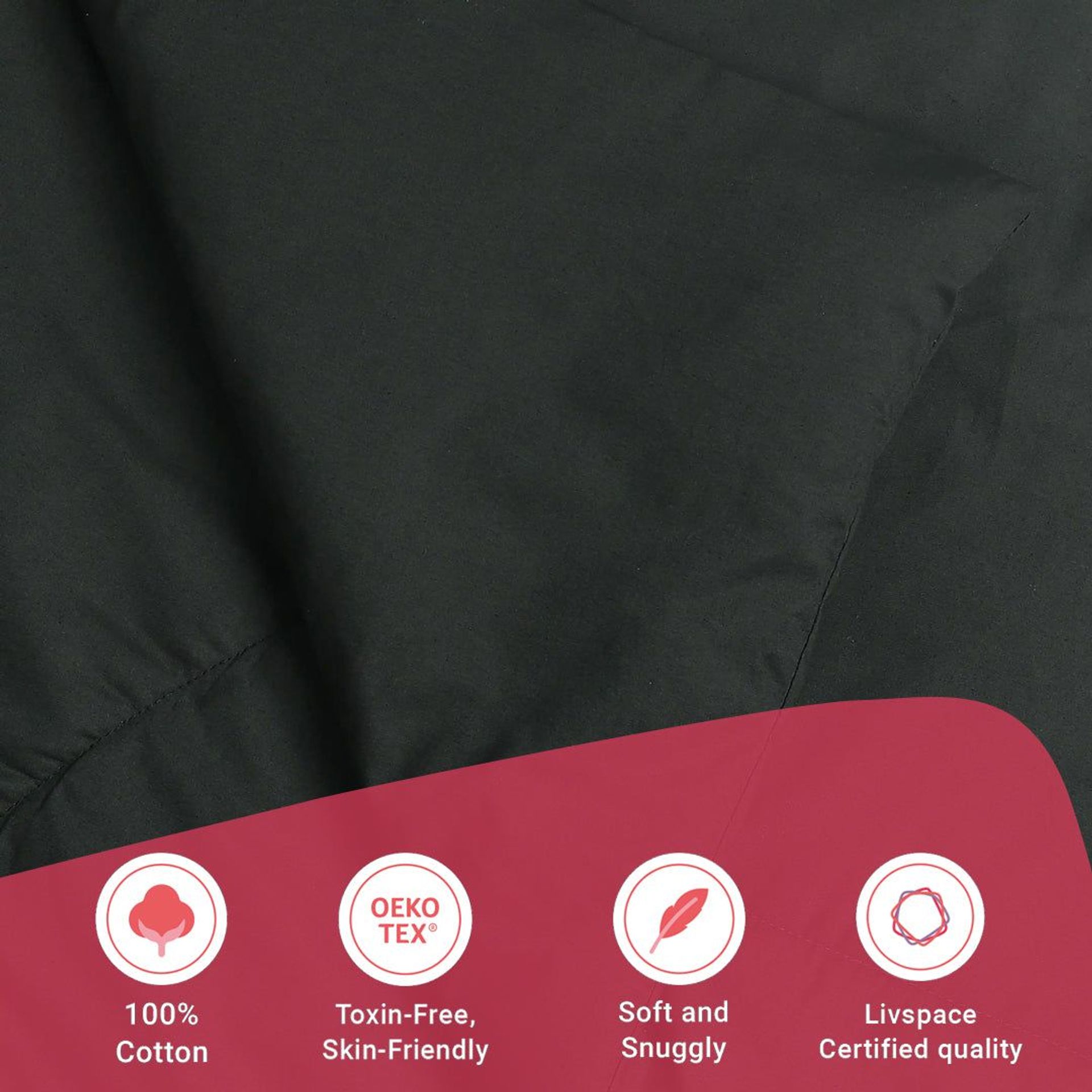 Solid Dyed 120 GSM Cotton Dark Grey Double Comforter | Paleto