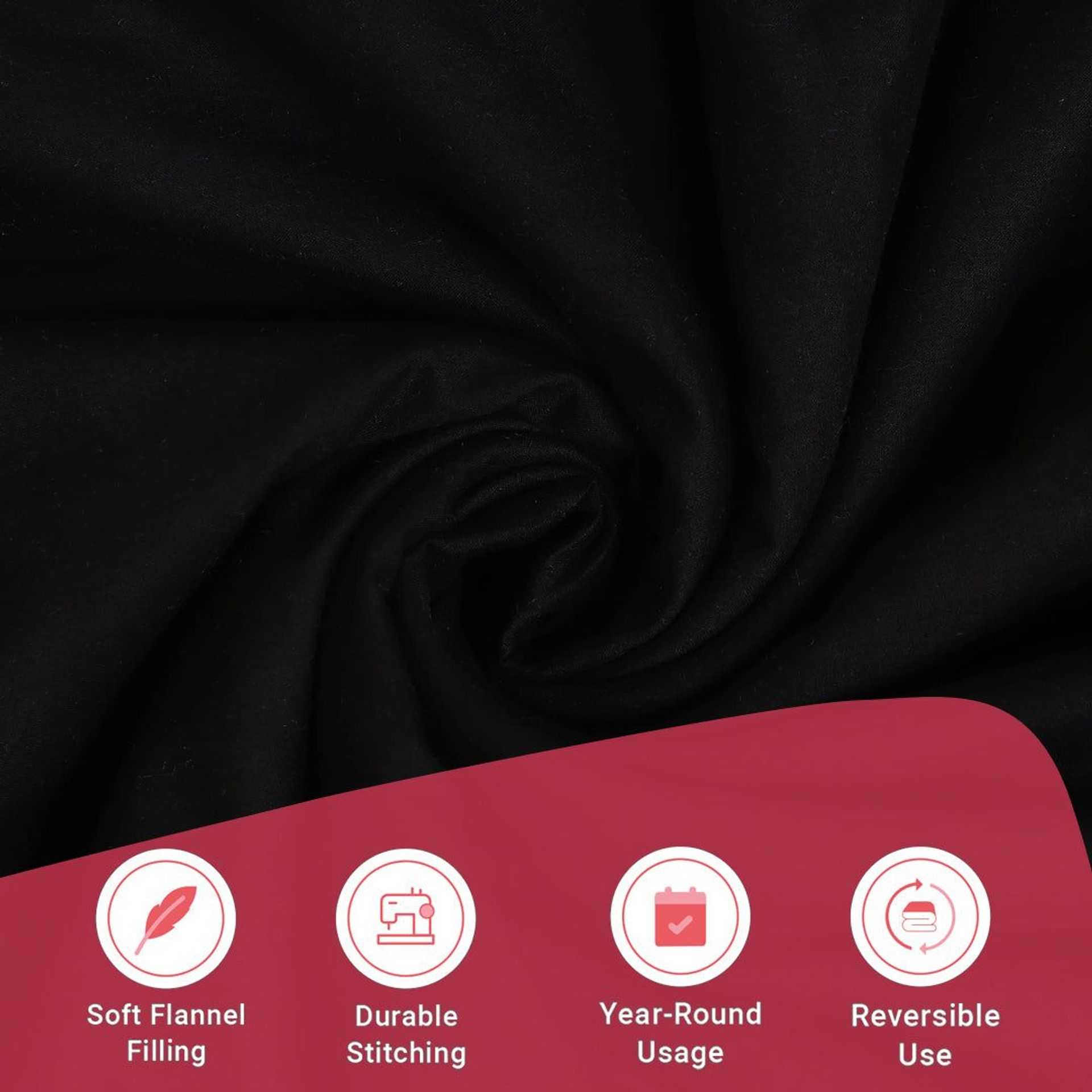 Solid Dyed 144 GSM 100% Cotton Black Single Dohar | Paleto