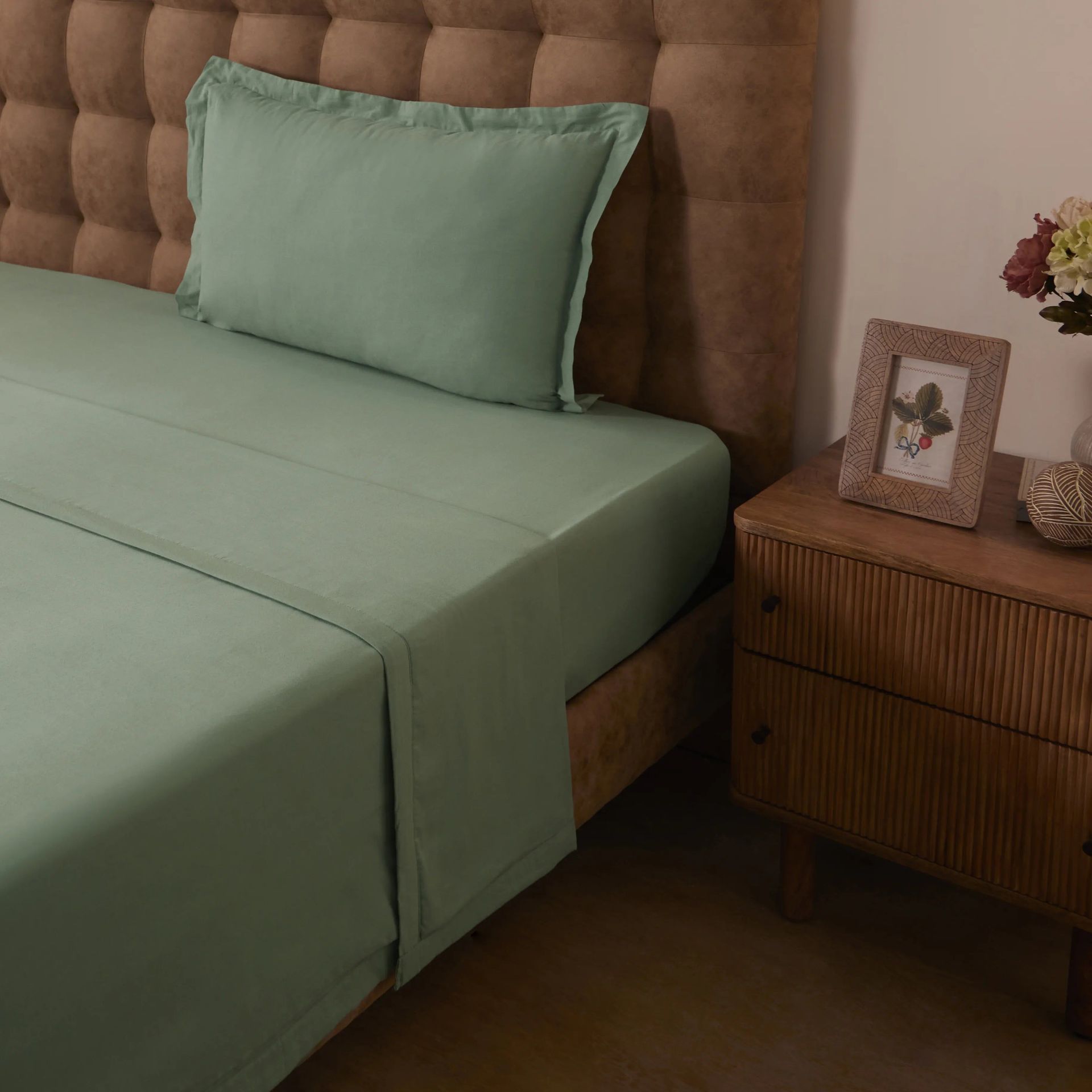 Solid Dyed 144 GSM 100% Cotton Green Sage Single Dohar | Paleto