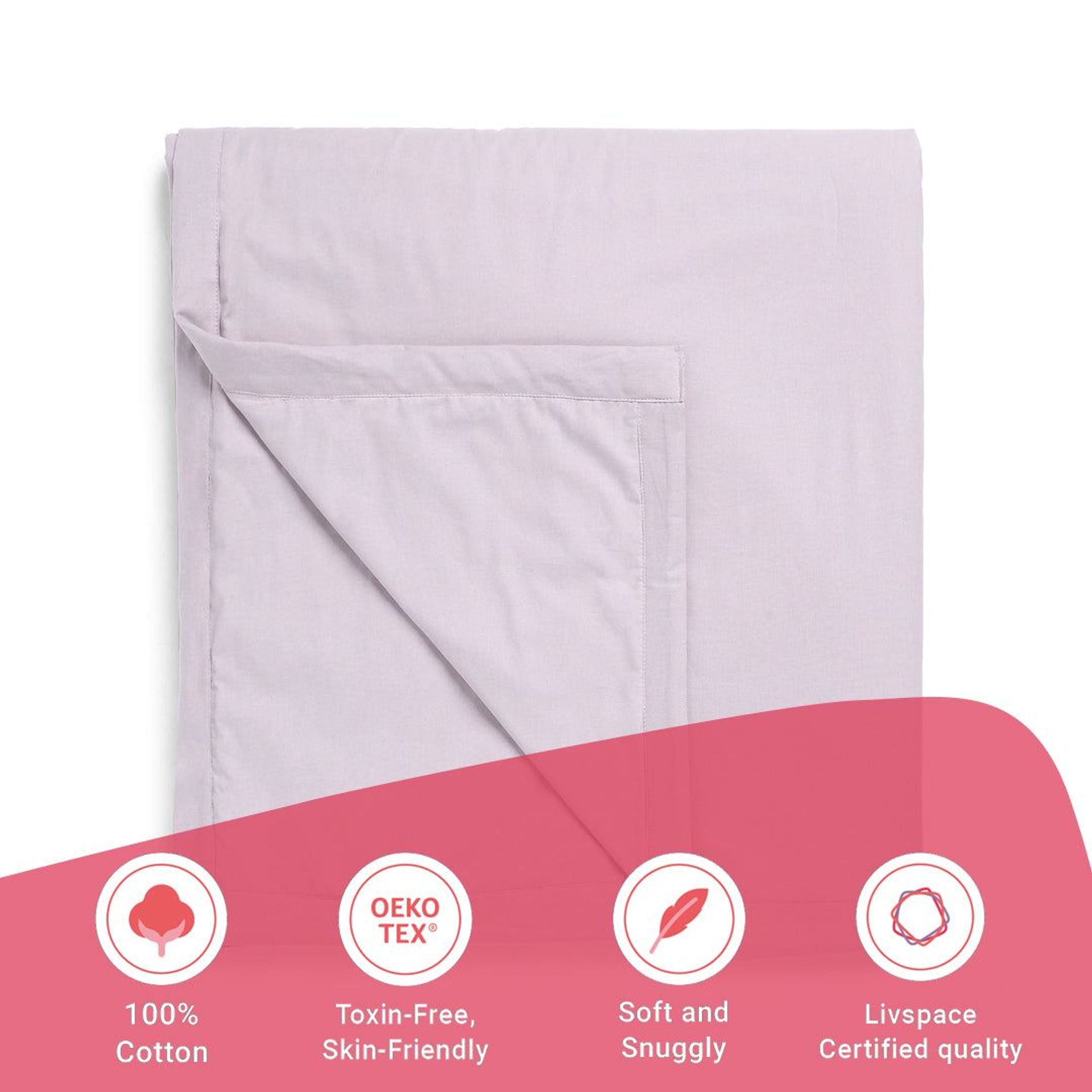 Solid Dyed 144 GSM 100% Cotton Grey Lavender Single Dohar | Paleto