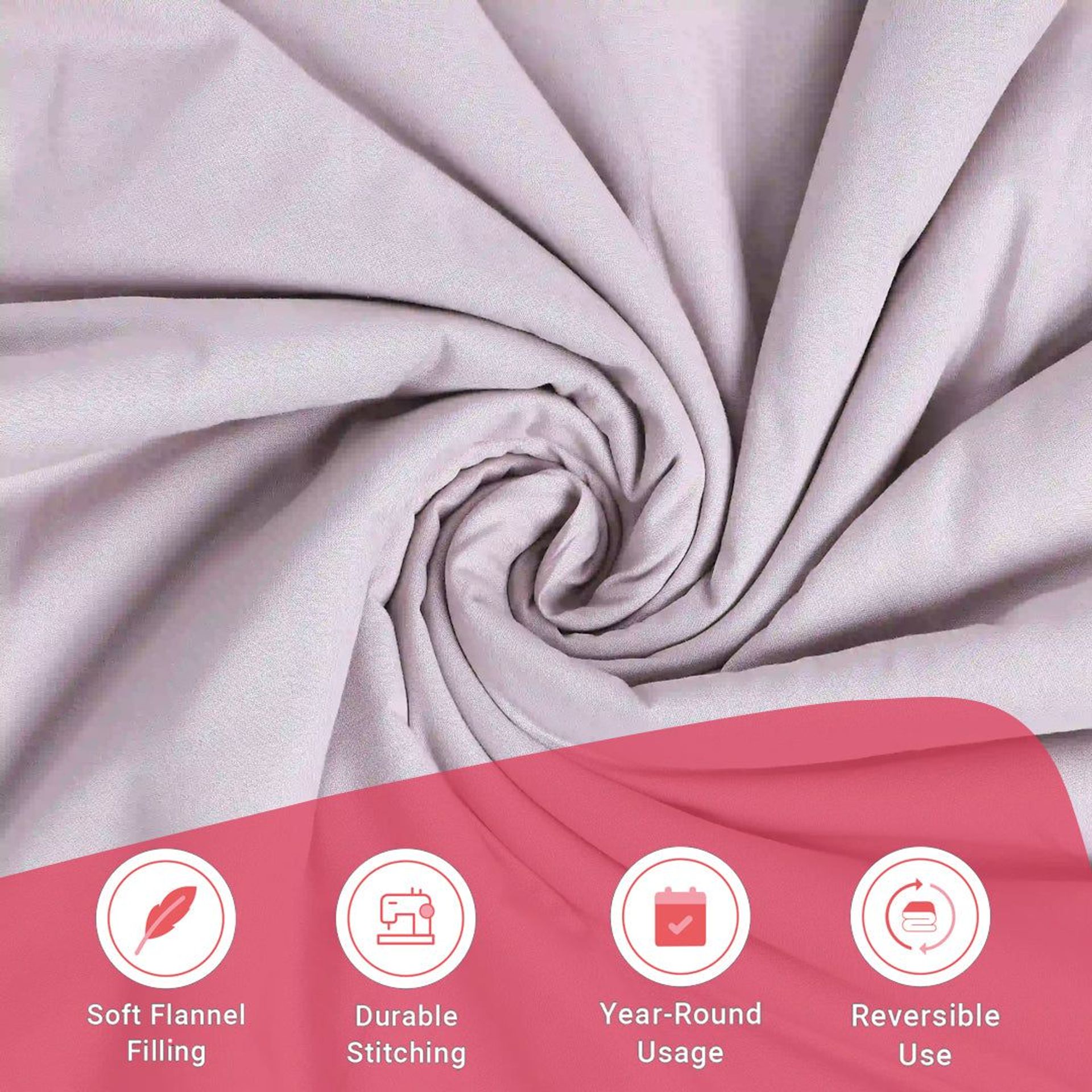 Solid Dyed 144 GSM 100% Cotton Grey Lavender Single Dohar | Paleto