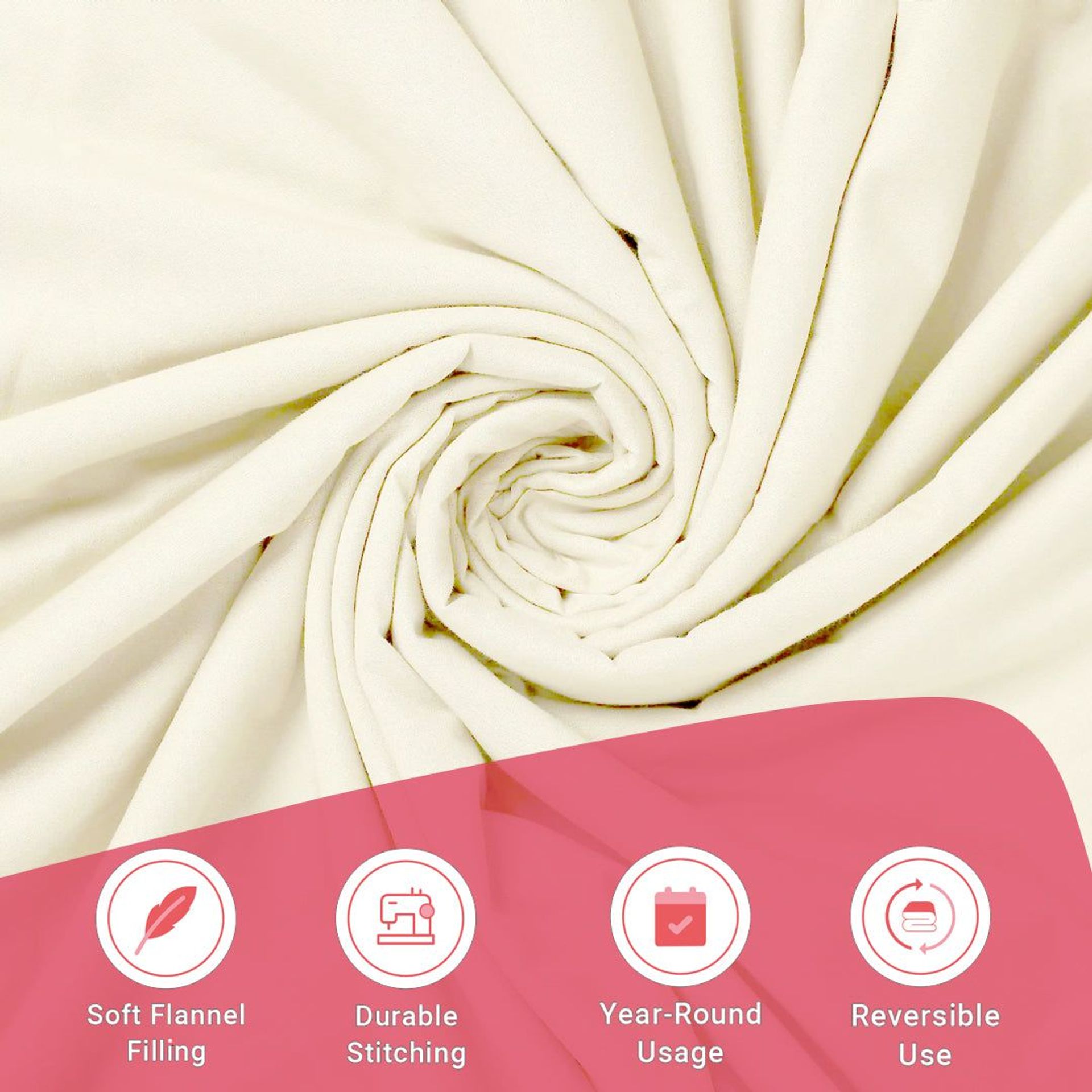 Solid Dyed 144 GSM 100% Cotton Ivory Single Dohar | Paleto