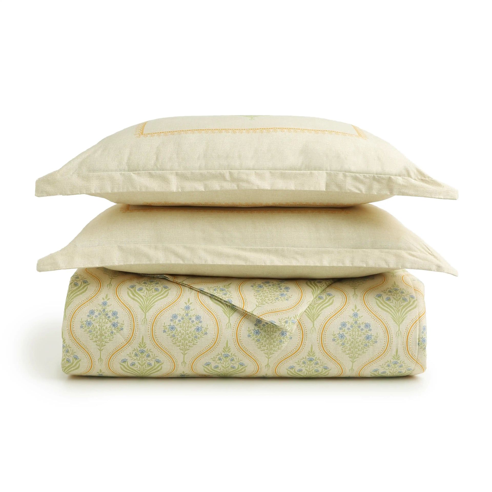 Indian Heritage 144 TC Cotton Mustard Double Bedding Set | Chippa Lane