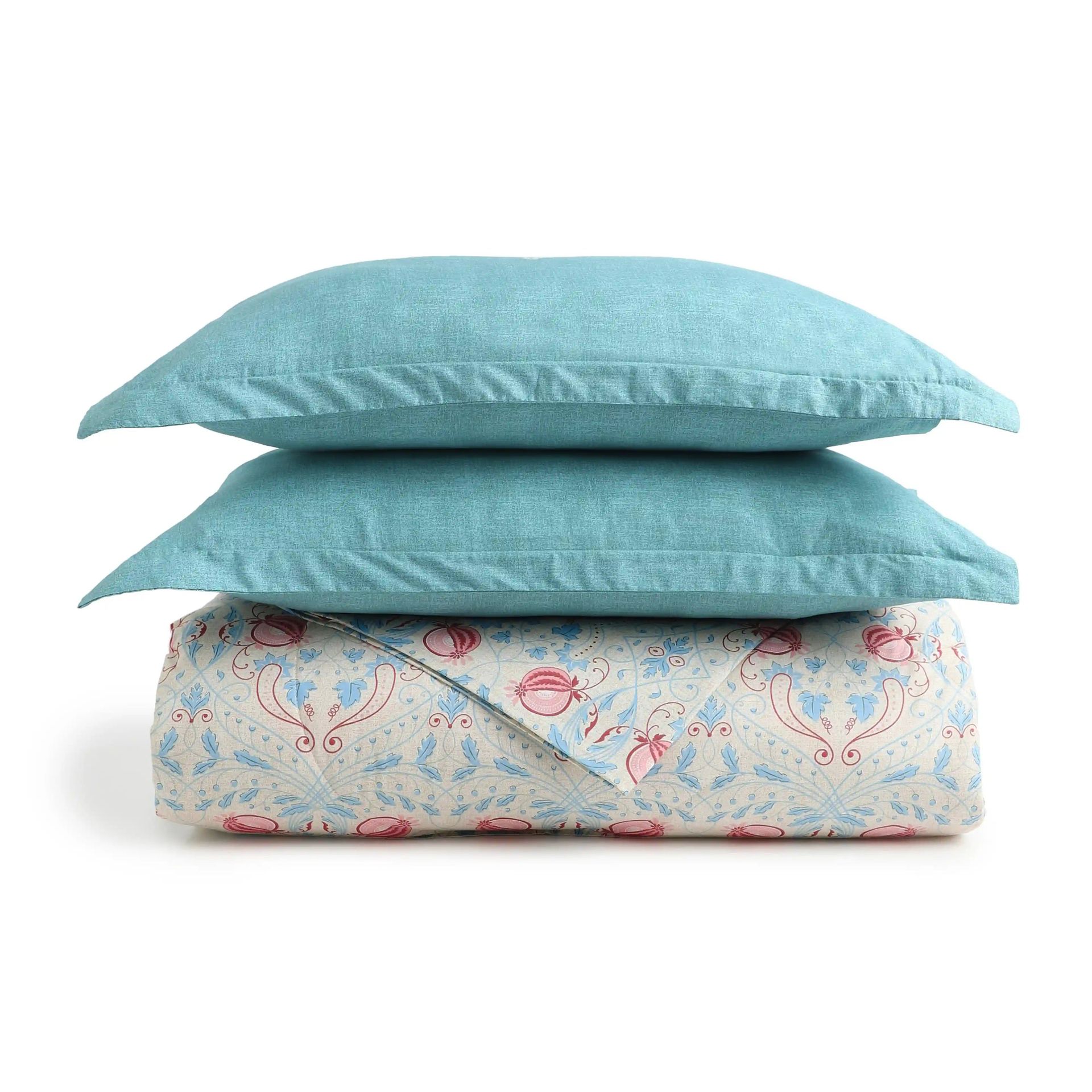 Indian Heritage 144 TC Cotton Light Blue Double Bedding Set | Chippa Lane