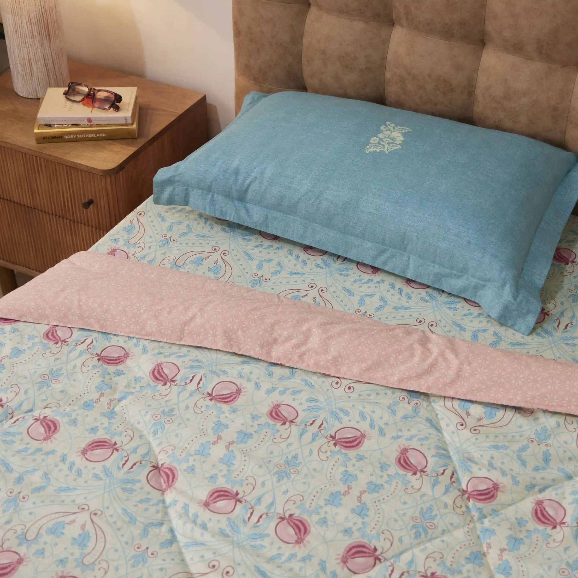 Indian Heritage GSM 100% Cotton Light Blue Single Comforter | Chippa Lane