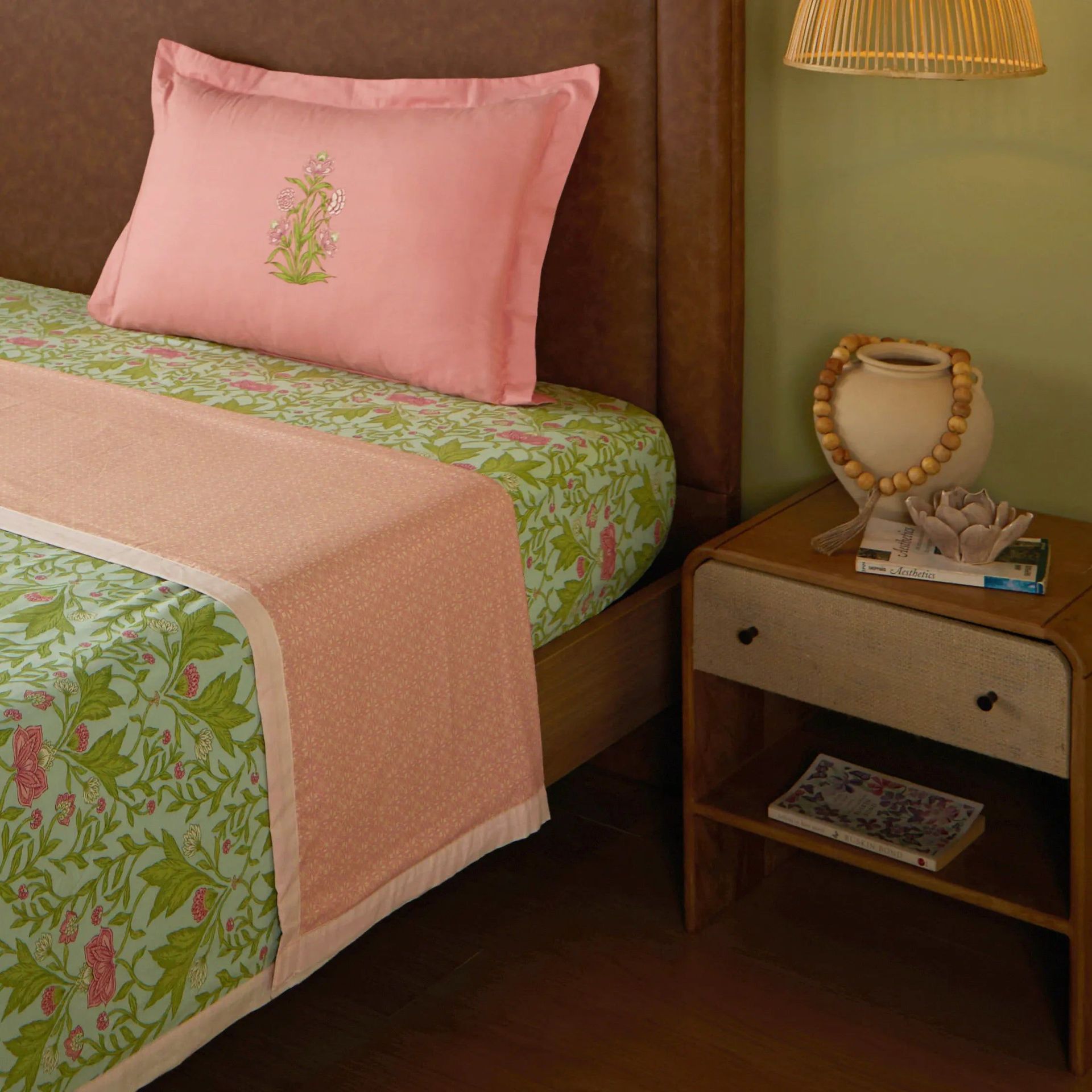 Indian Heritage 144 TC 100% Cotton Sage Mint Single Dohar | Chippa Lane
