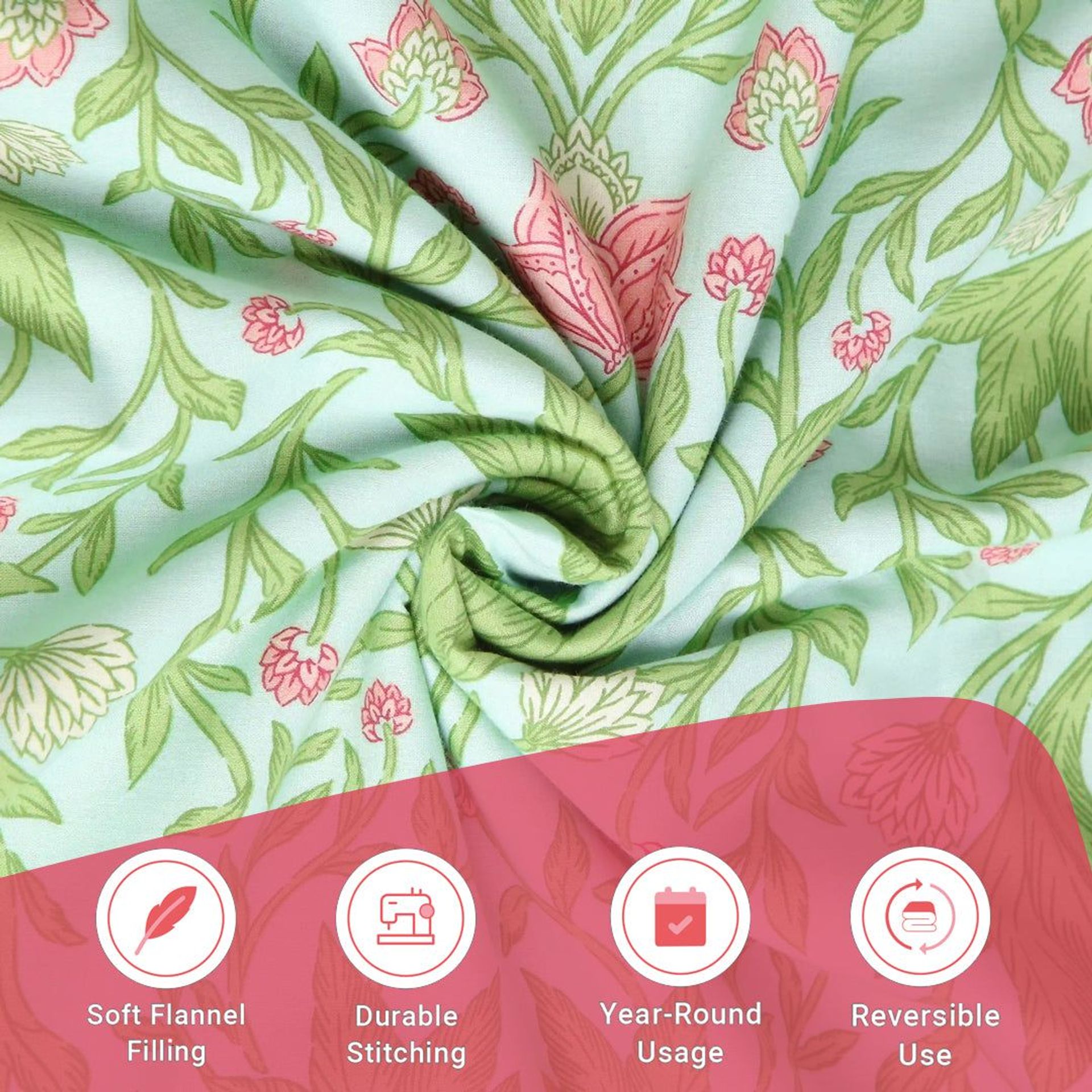 Indian Heritage 144 TC 100% Cotton Sage Mint Single Dohar | Chippa Lane