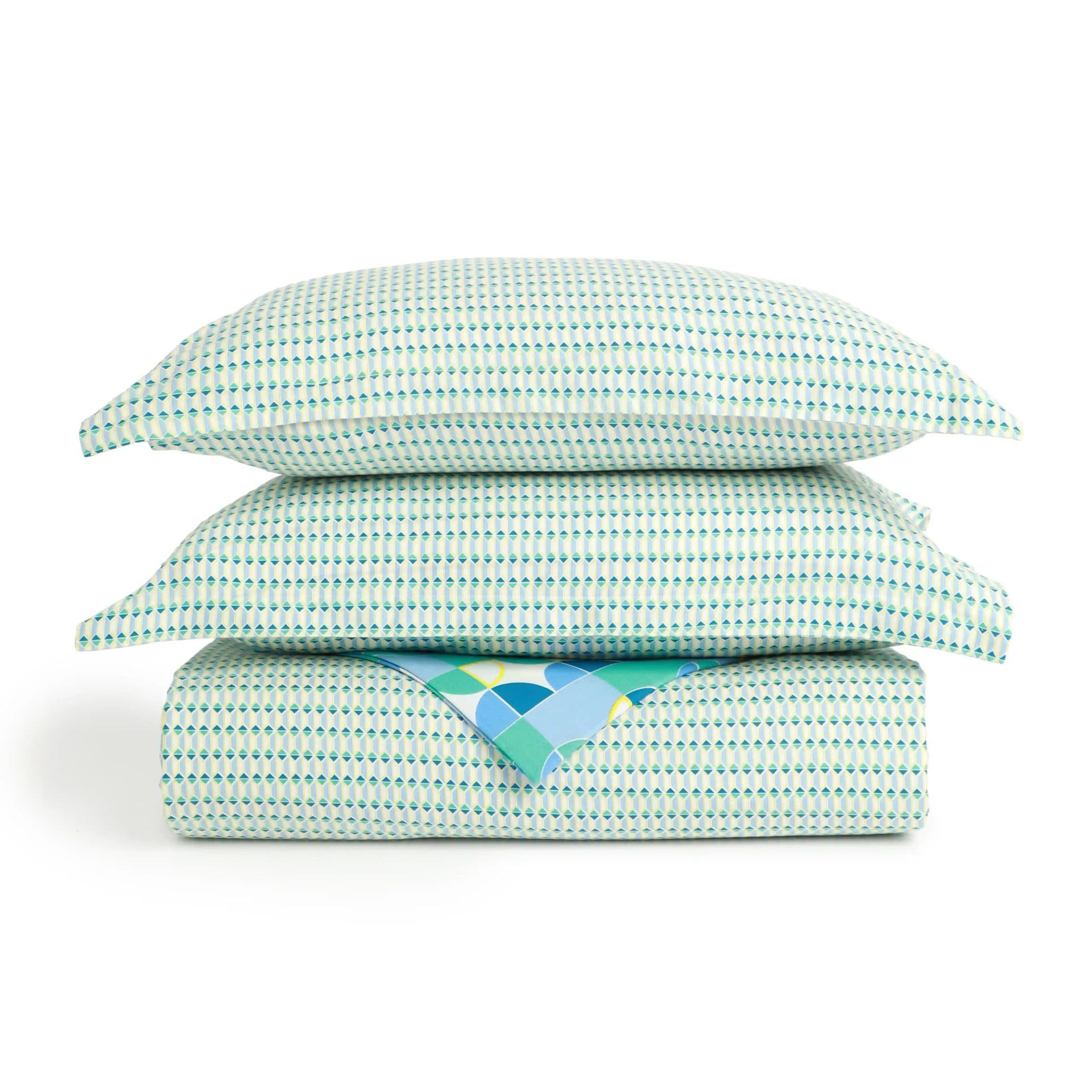 Geometric 144 TC 100% Cotton Orbit Teal Double Bedding Set | Mishella