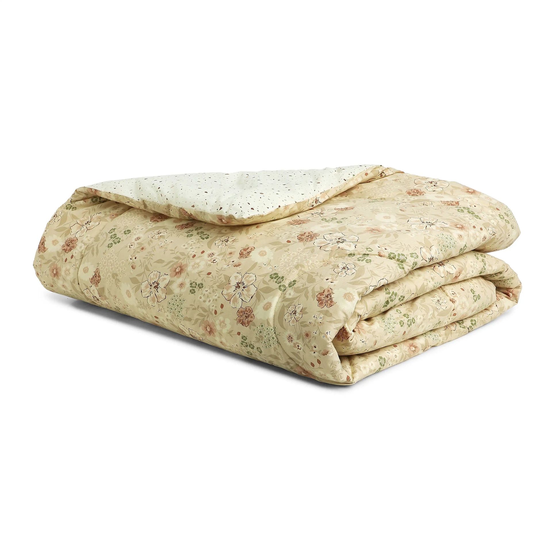 Floral Geometric 144 GSM 100% Cotton Beige Single Comforter | Mishella