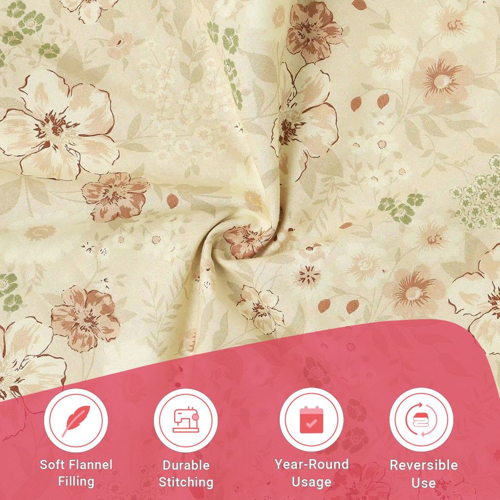 Floral Geometric 144 TC 100% Cotton Beige Double Dohar | Mishella