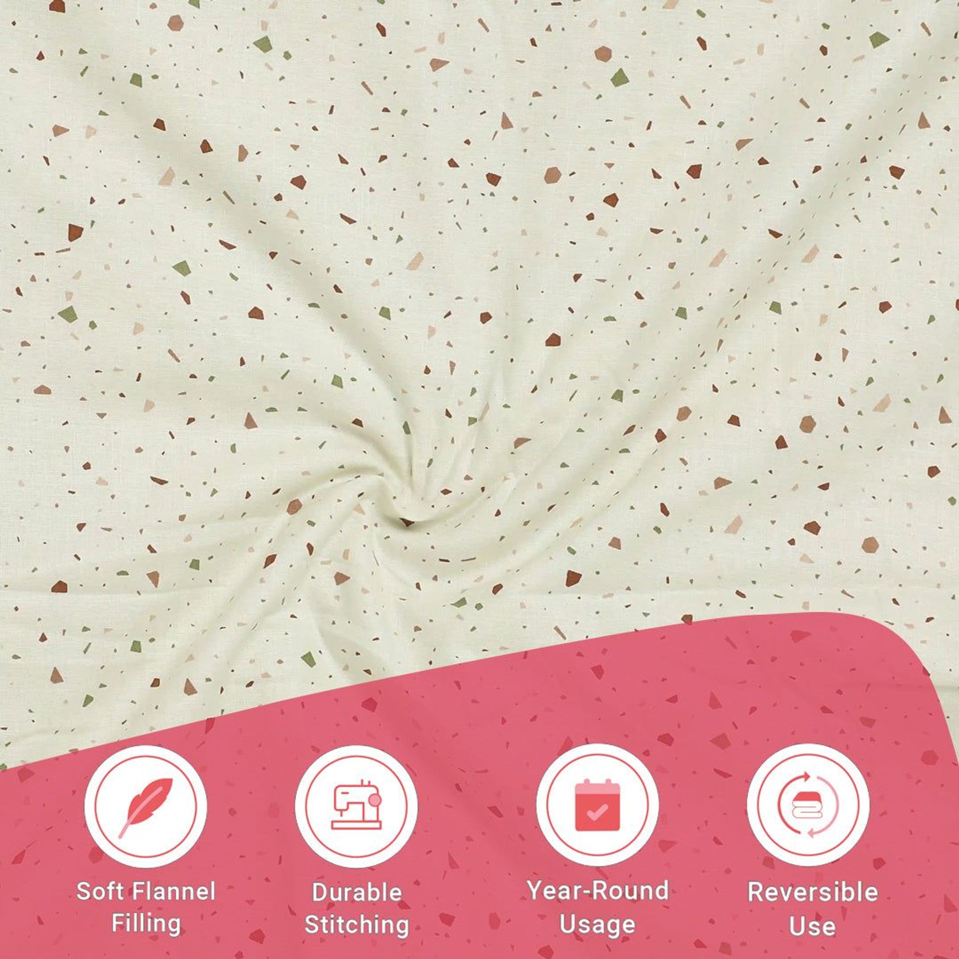Floral Geometric 144 TC 100% Cotton Cream Bloom Double Dohar | Mishella