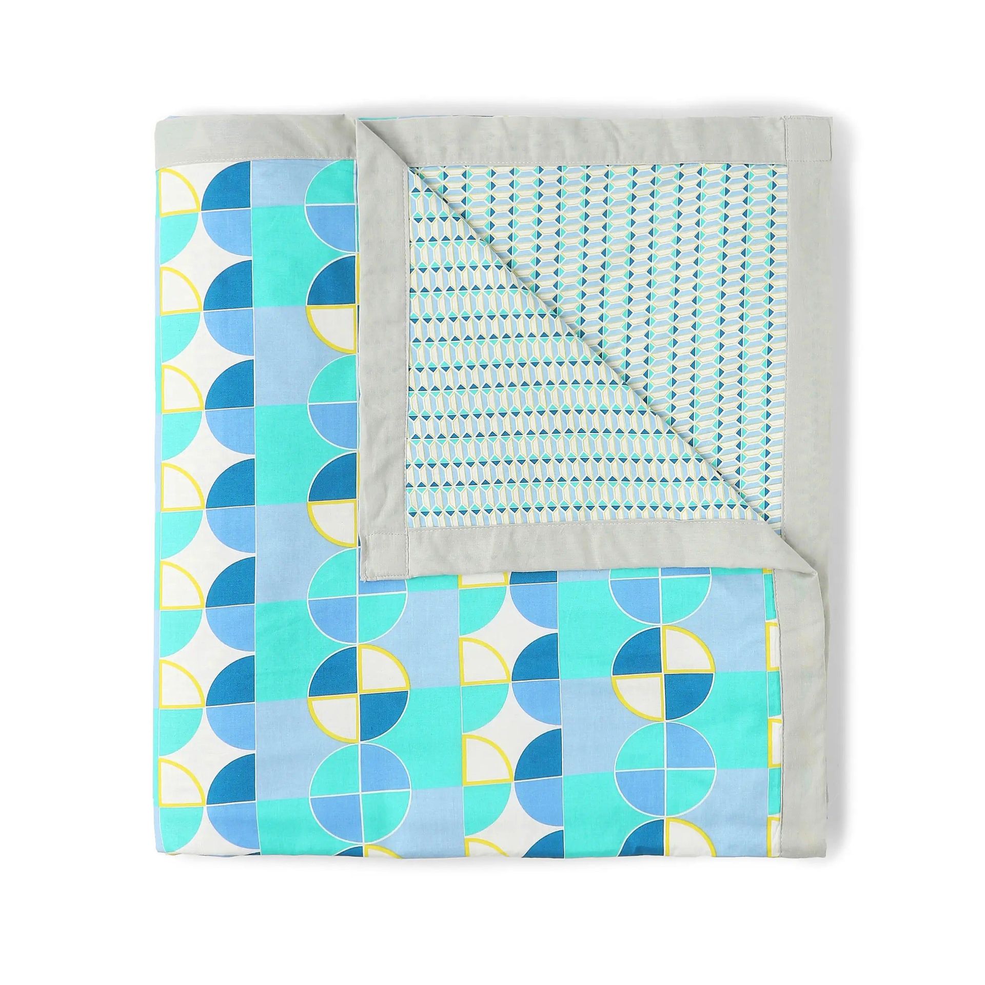 Geometric 144 TC 100% Cotton Orbit Teal Single Dohar | Mishella